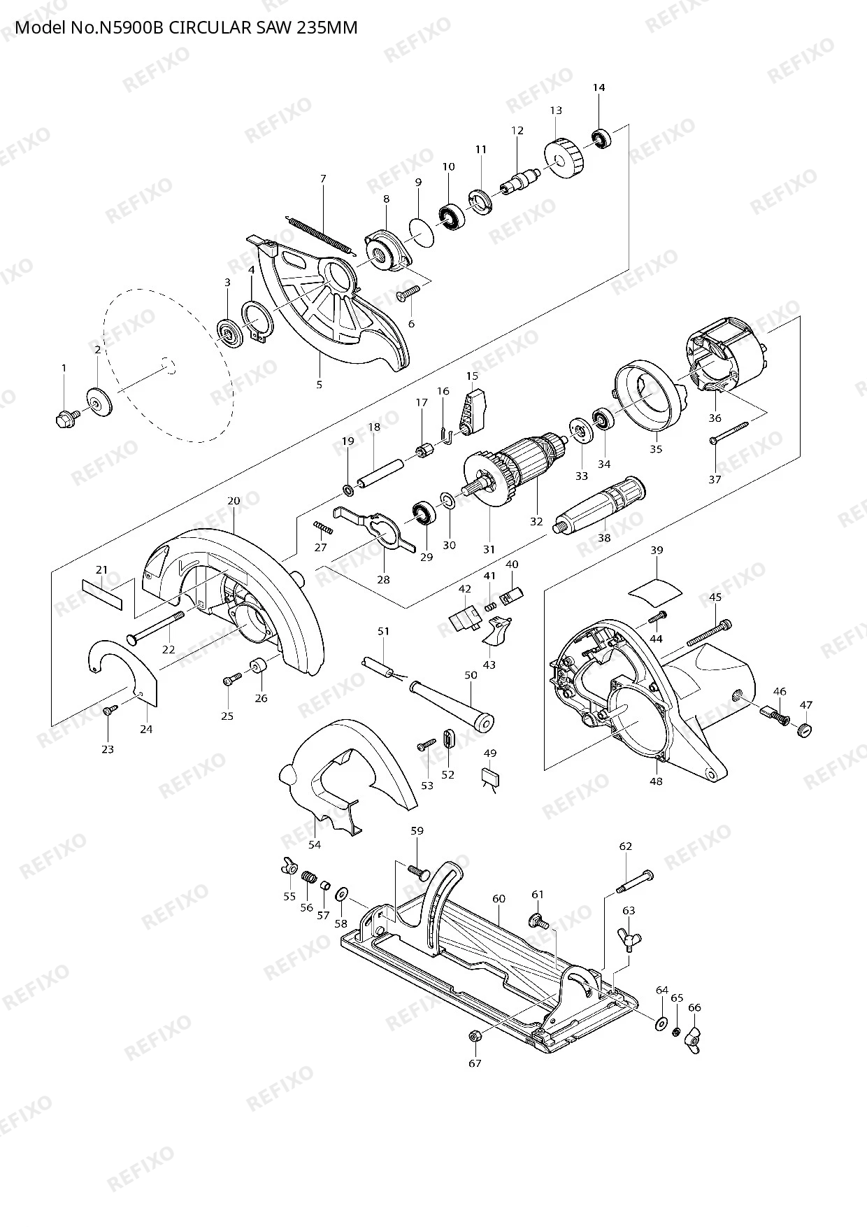 MAKITA N5900B — схема запчастей