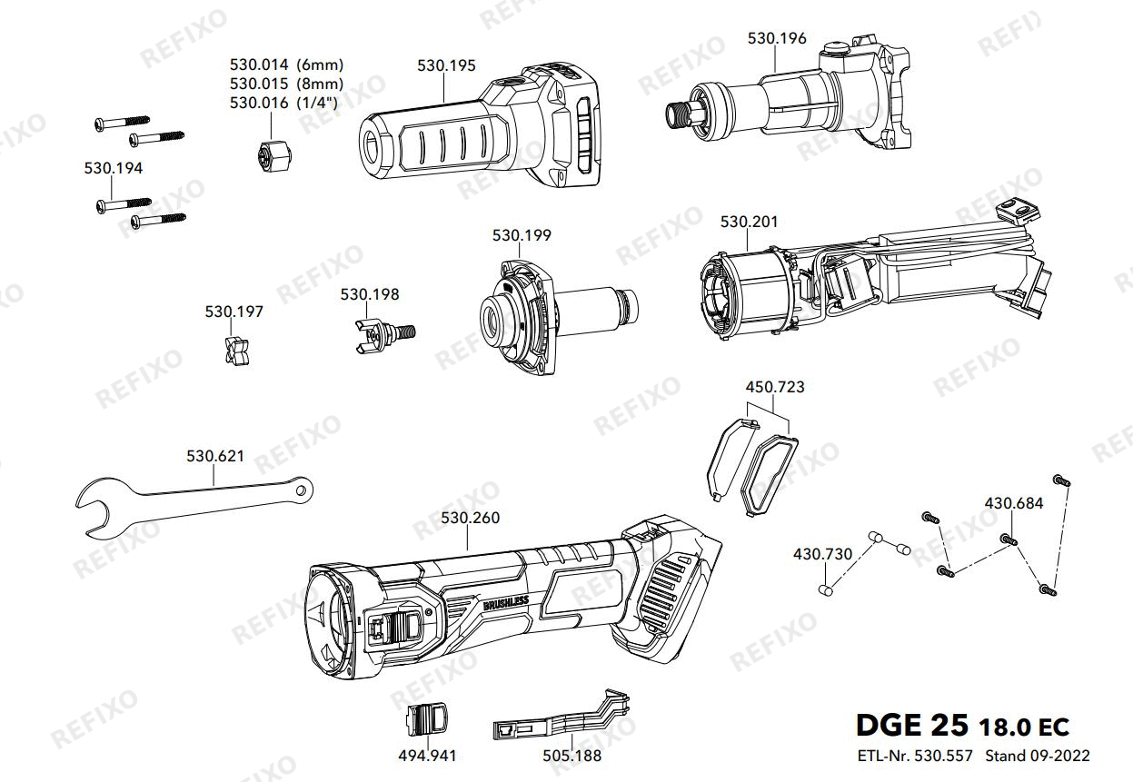 Flex DGE 25 18.0-EC C — схема запчастей