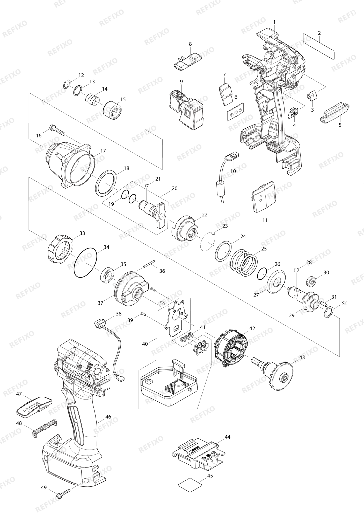 MAKITA DTDA040 — схема запчастей