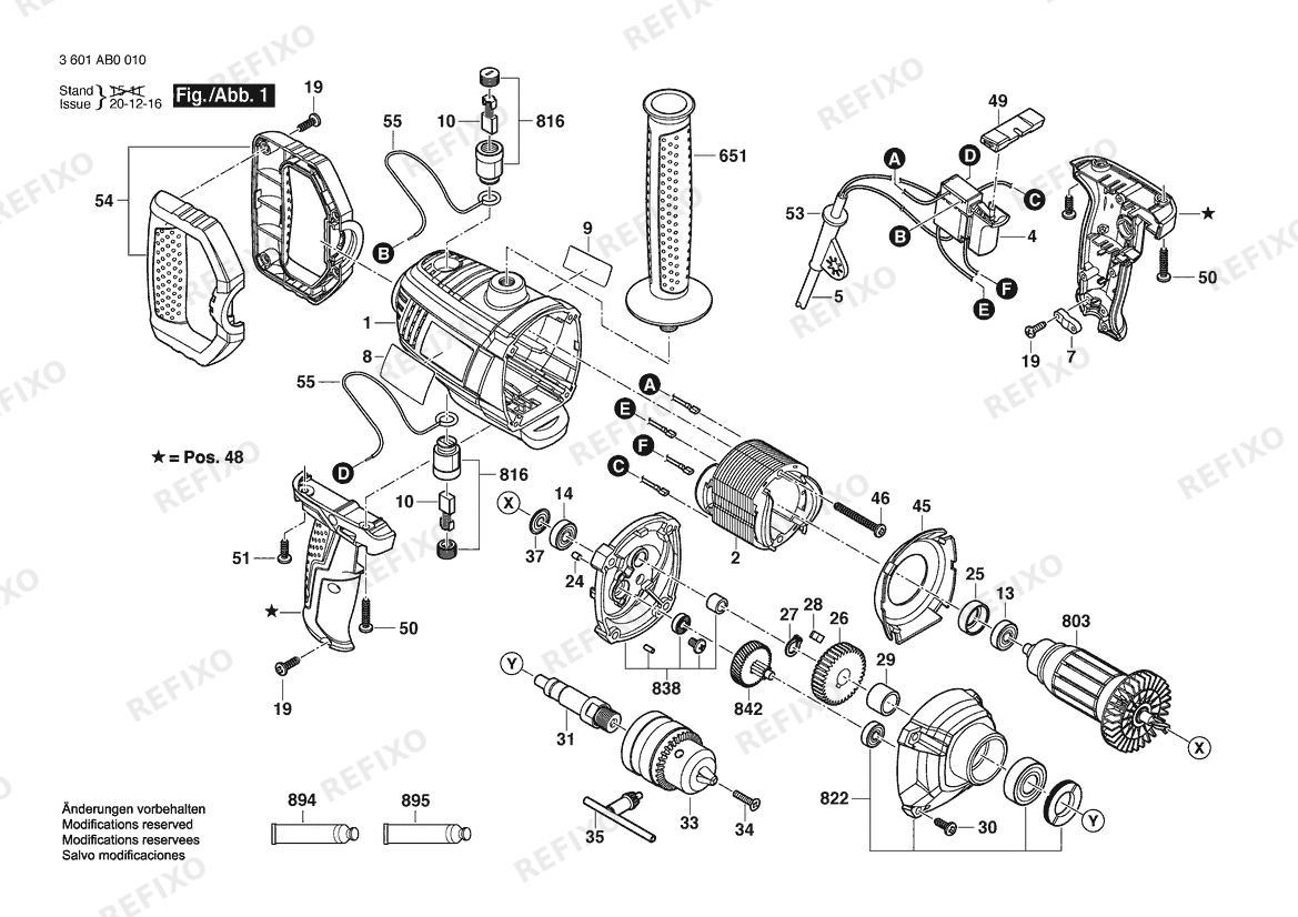 Bosch Дрель GBM 9-16 | 120 V | 061 - US (3 601 AB0 010) — схема запчастей