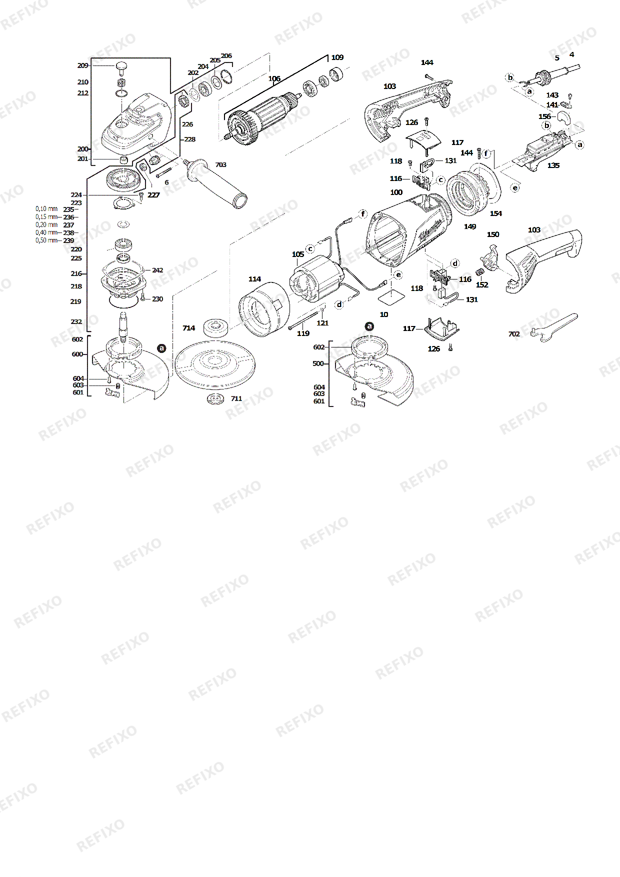MILWAUKEE AGV21 230GEX 4933402304 4000476851 — схема запчастей
