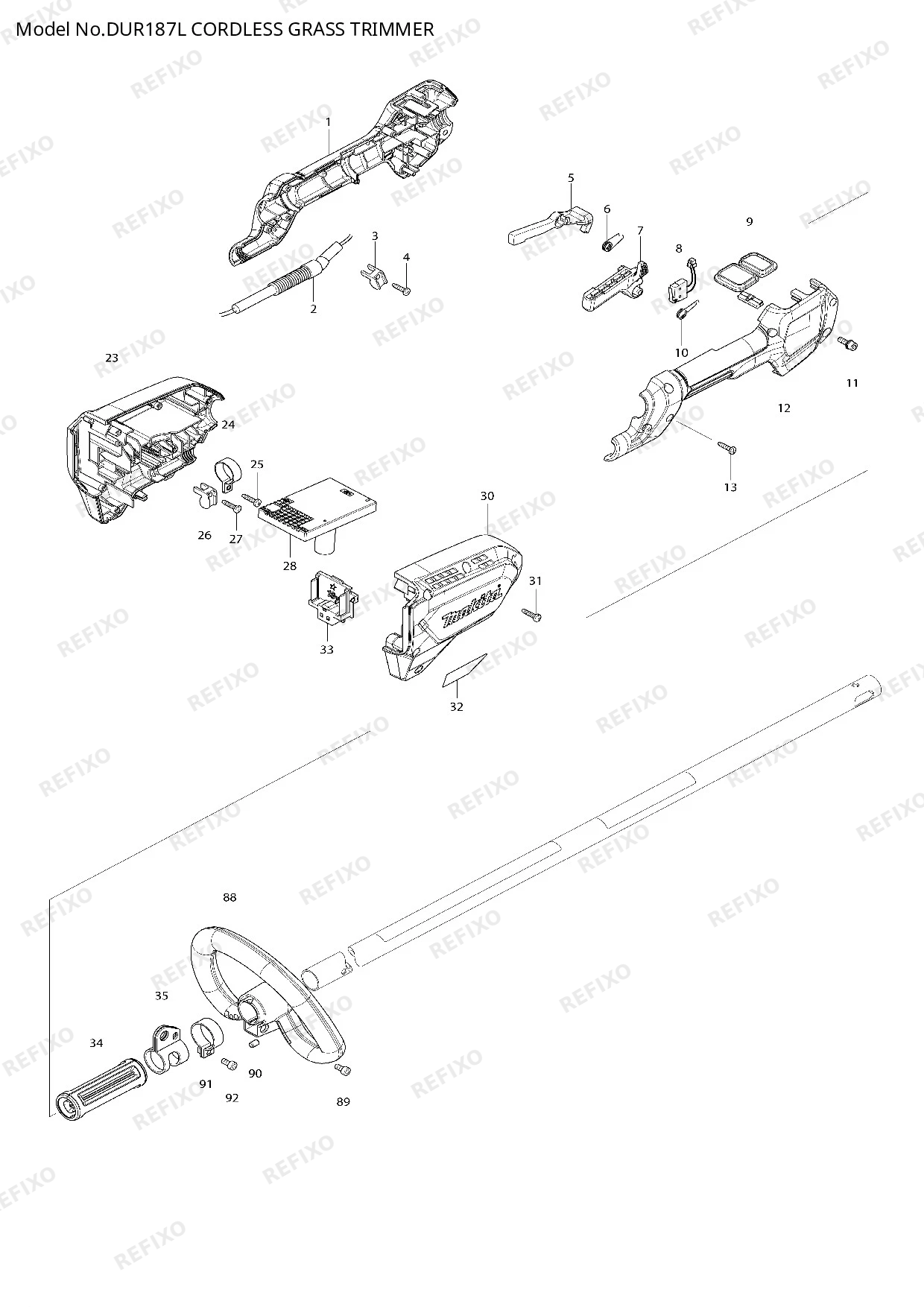 MAKITA DUR187L — схема запчастей