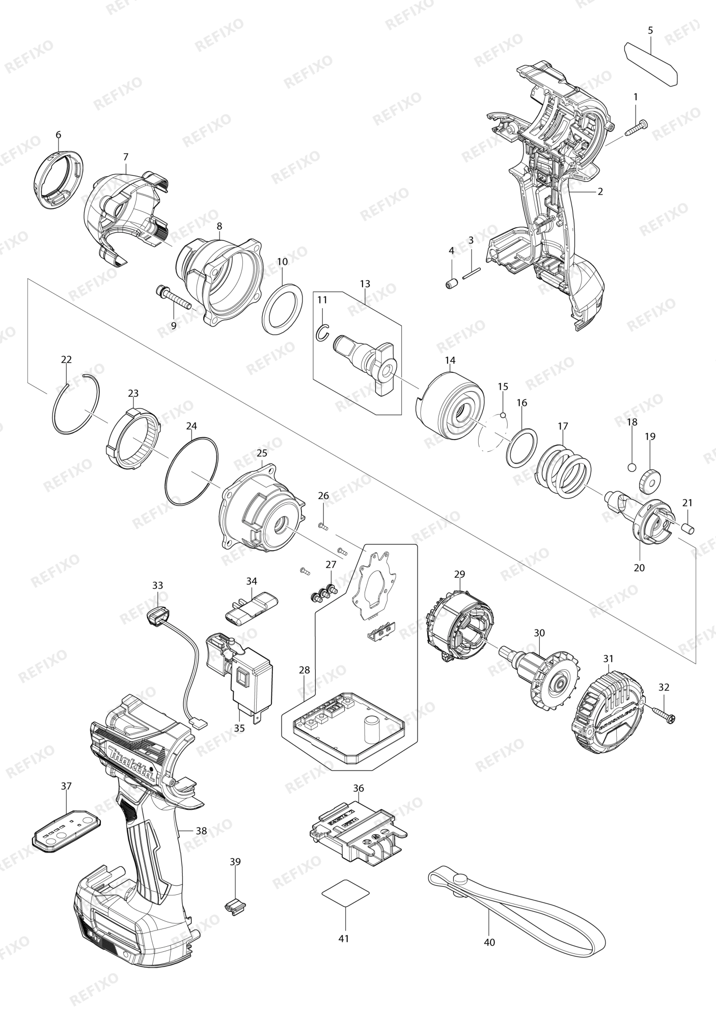 MAKITA DTW300 — схема запчастей