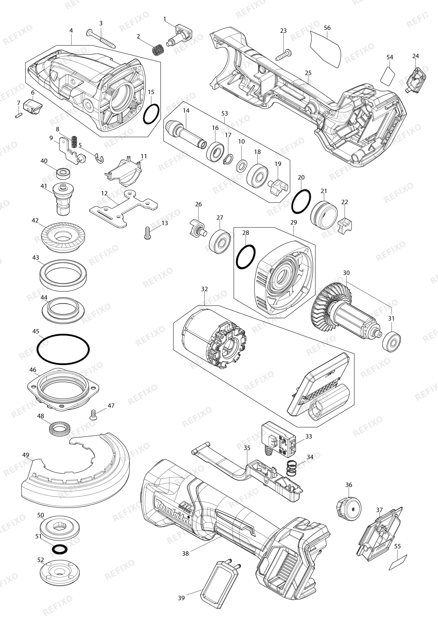 MAKITA GA056G — схема запчастей