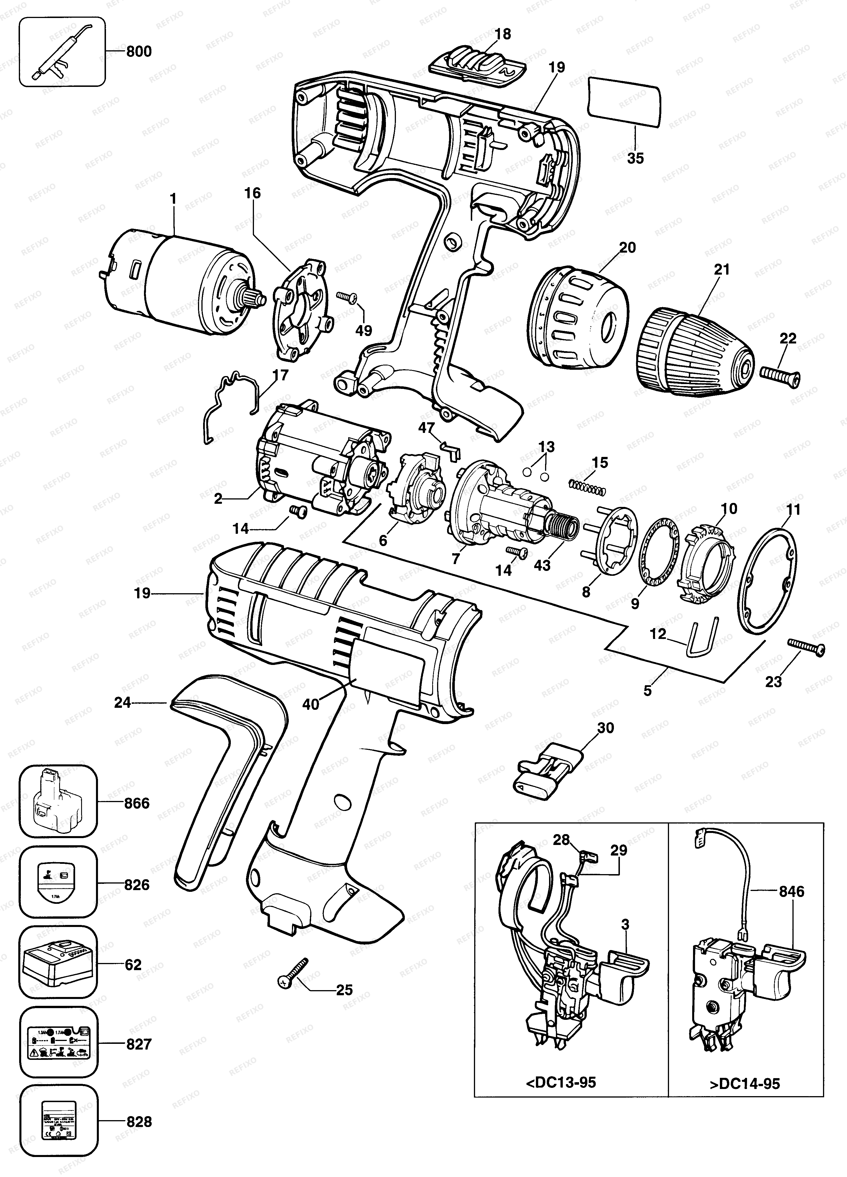 DeWalt АККУМУЛЯТОРНАЯ ДРЕЛЬ BSA12K — схема запчастей