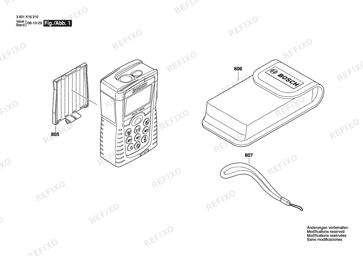 Bosch Entfernungsmesser DLR130K | 061 - US (3 601 K16 310) — схема запчастей
