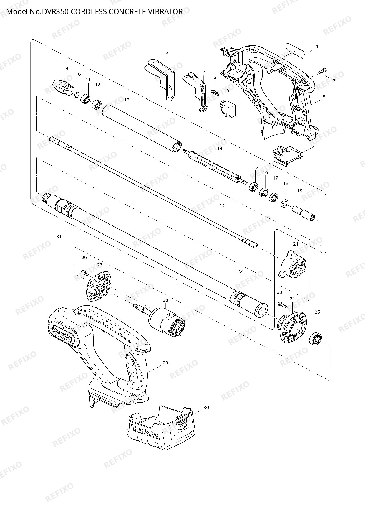 MAKITA DVR350 — схема запчастей