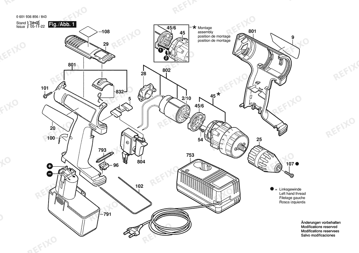 Bosch Аккумуляторный -Mittelgriffschrauber GSR 12 VSH-2 | 12 V | 006 - JP (0 601 936 884) — схема запчастей