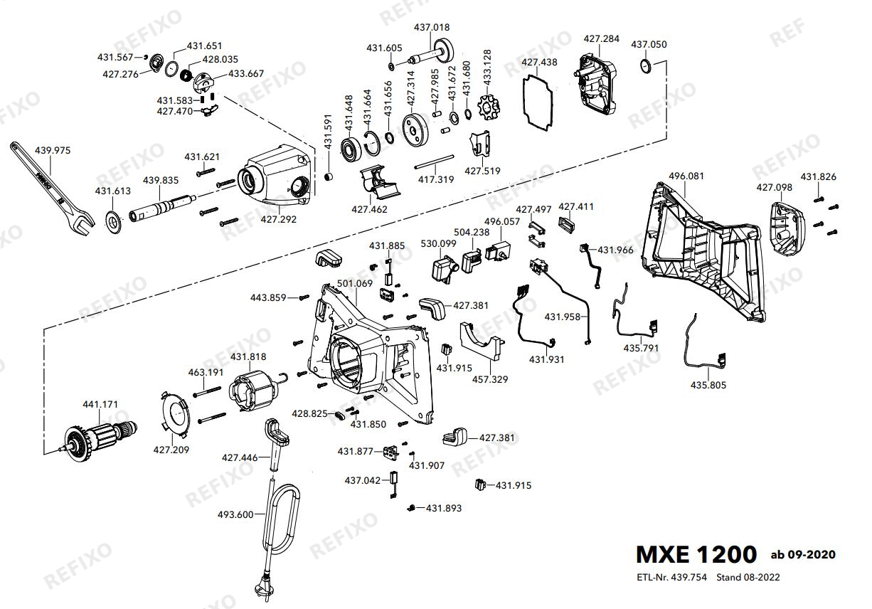Flex MXE 1200 WR2 140 230CEE — схема запчастей