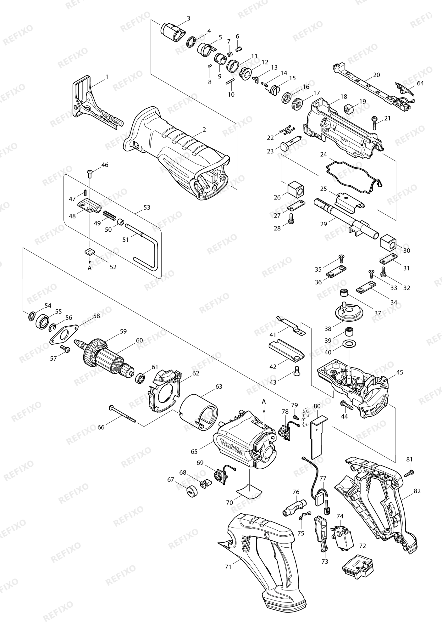 MAKITA BJR181 — схема запчастей