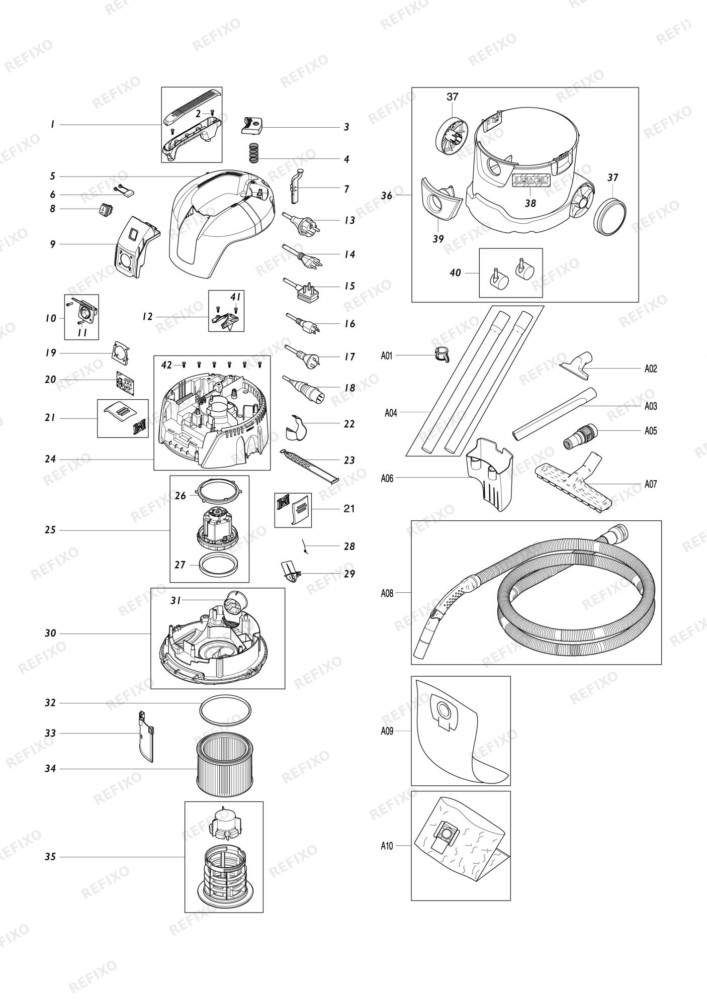MAKITA VC2512L — схема запчастей