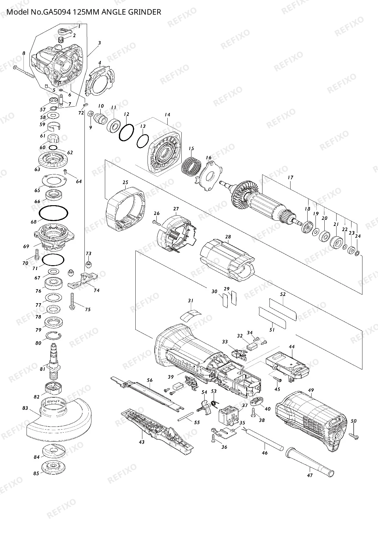 MAKITA GA5094 — схема запчастей