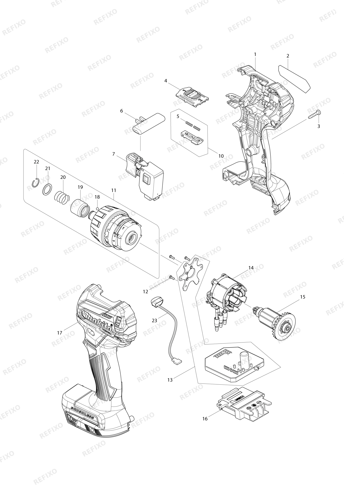 MAKITA DDF083 — схема запчастей