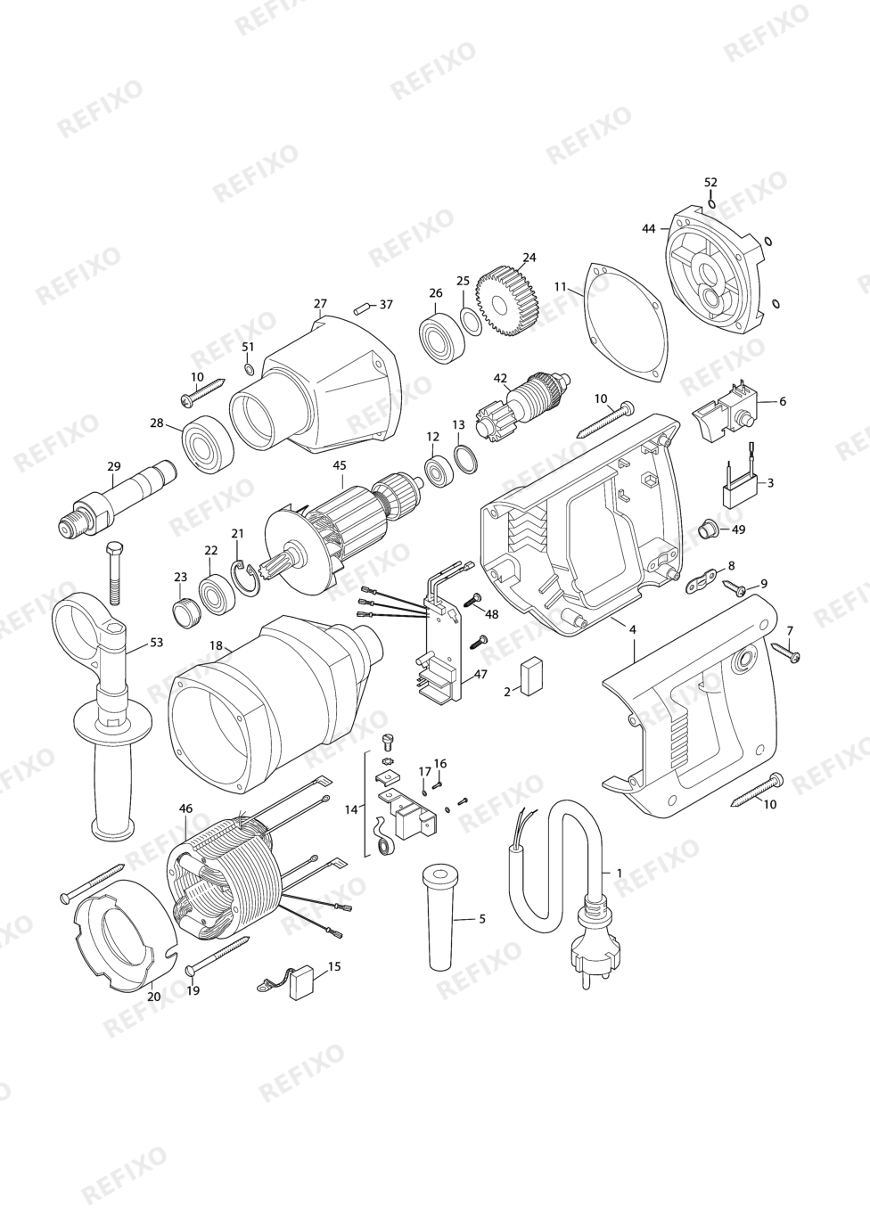 MAKITA DBM080 — схема запчастей