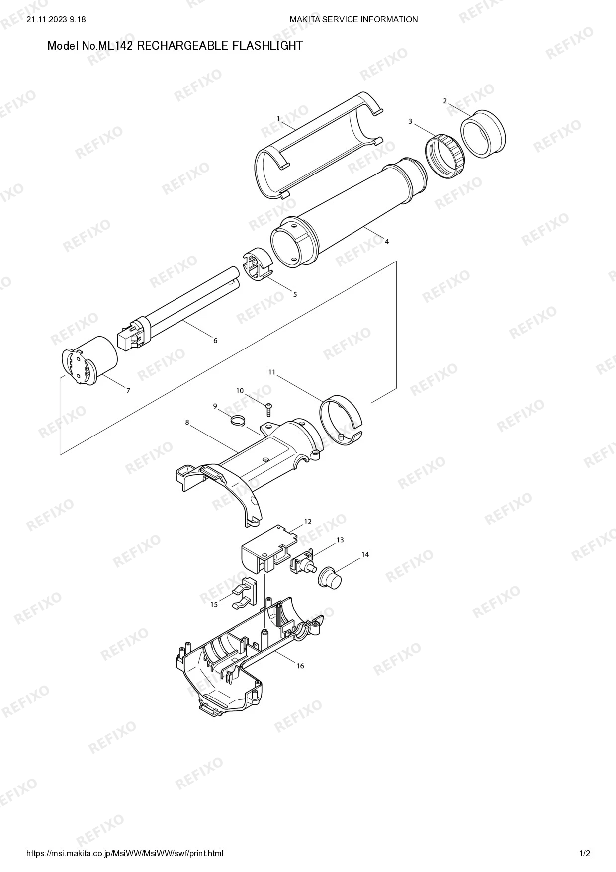 MAKITA ML142 — схема запчастей