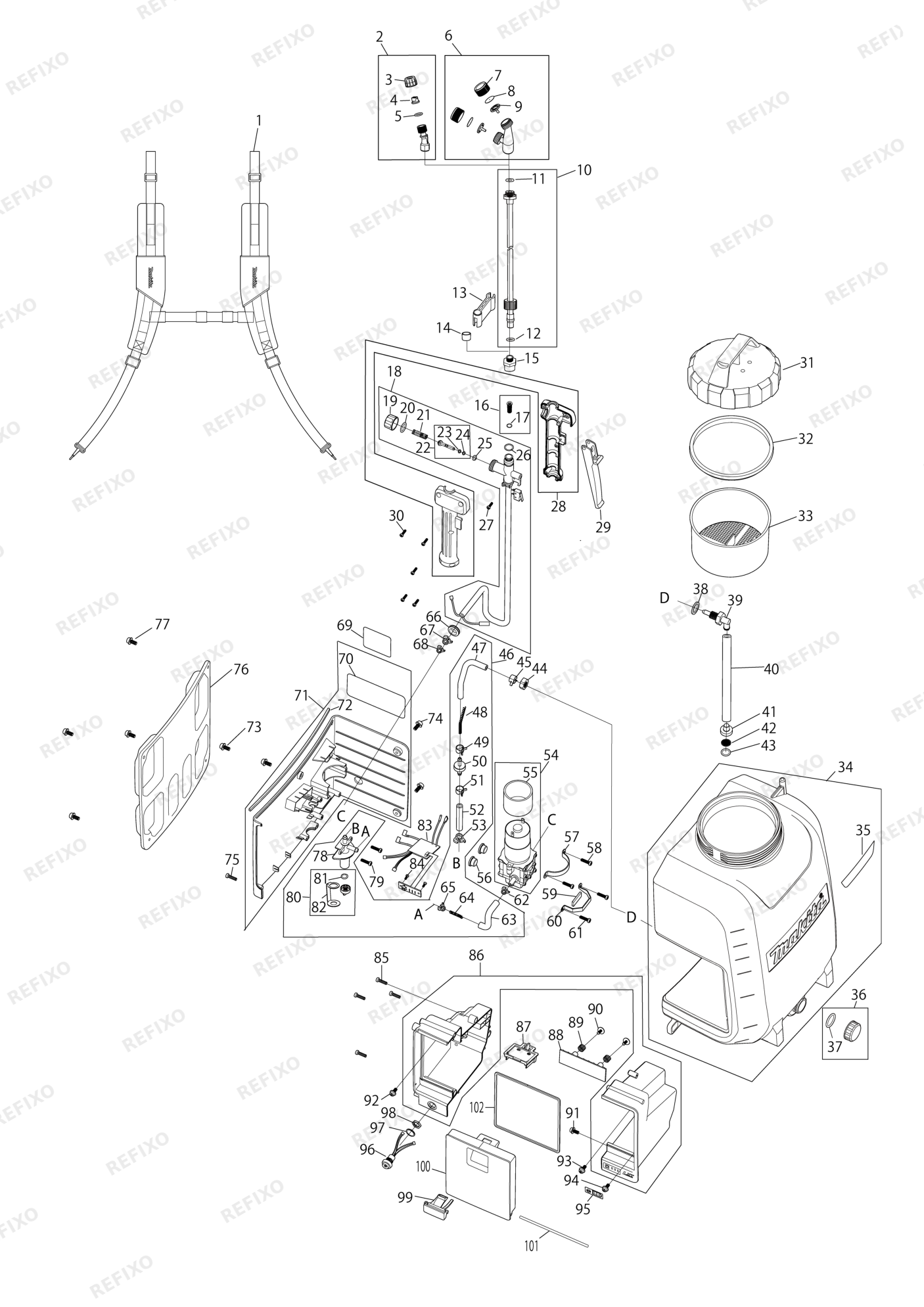 MAKITA DUS158 — схема запчастей