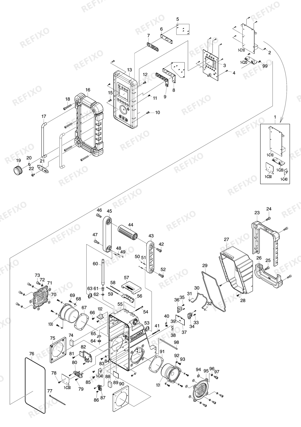 MAKITA DMR102 — схема запчастей