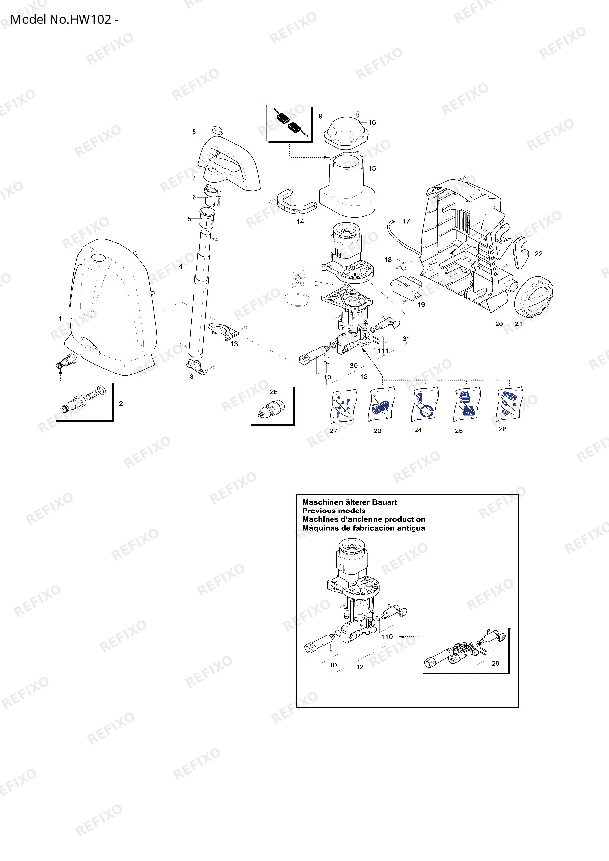MAKITA HW102 — схема запчастей