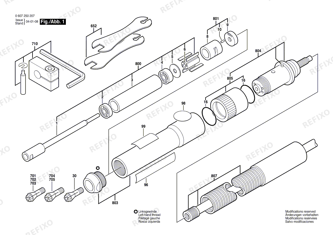Bosch Pw-Geradschleifer 50 WATT-SERIE (0 607 250 207) — схема запчастей