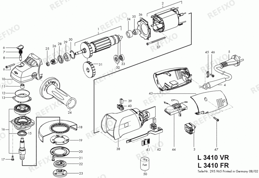 Flex L 3410 VR 230CEE Fixtec bis 01.01.2017 296260 — схема запчастей