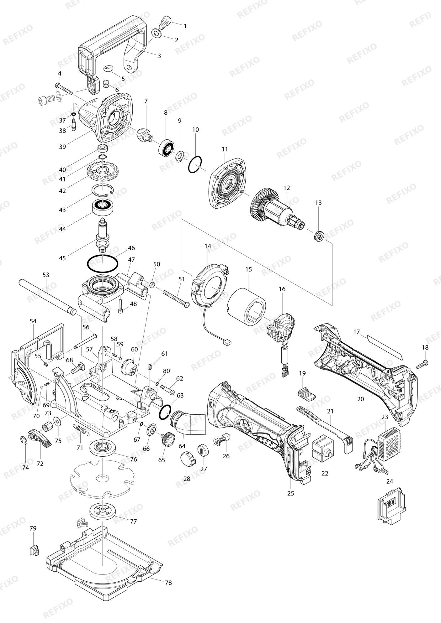 MAKITA DPJ180 — схема запчастей