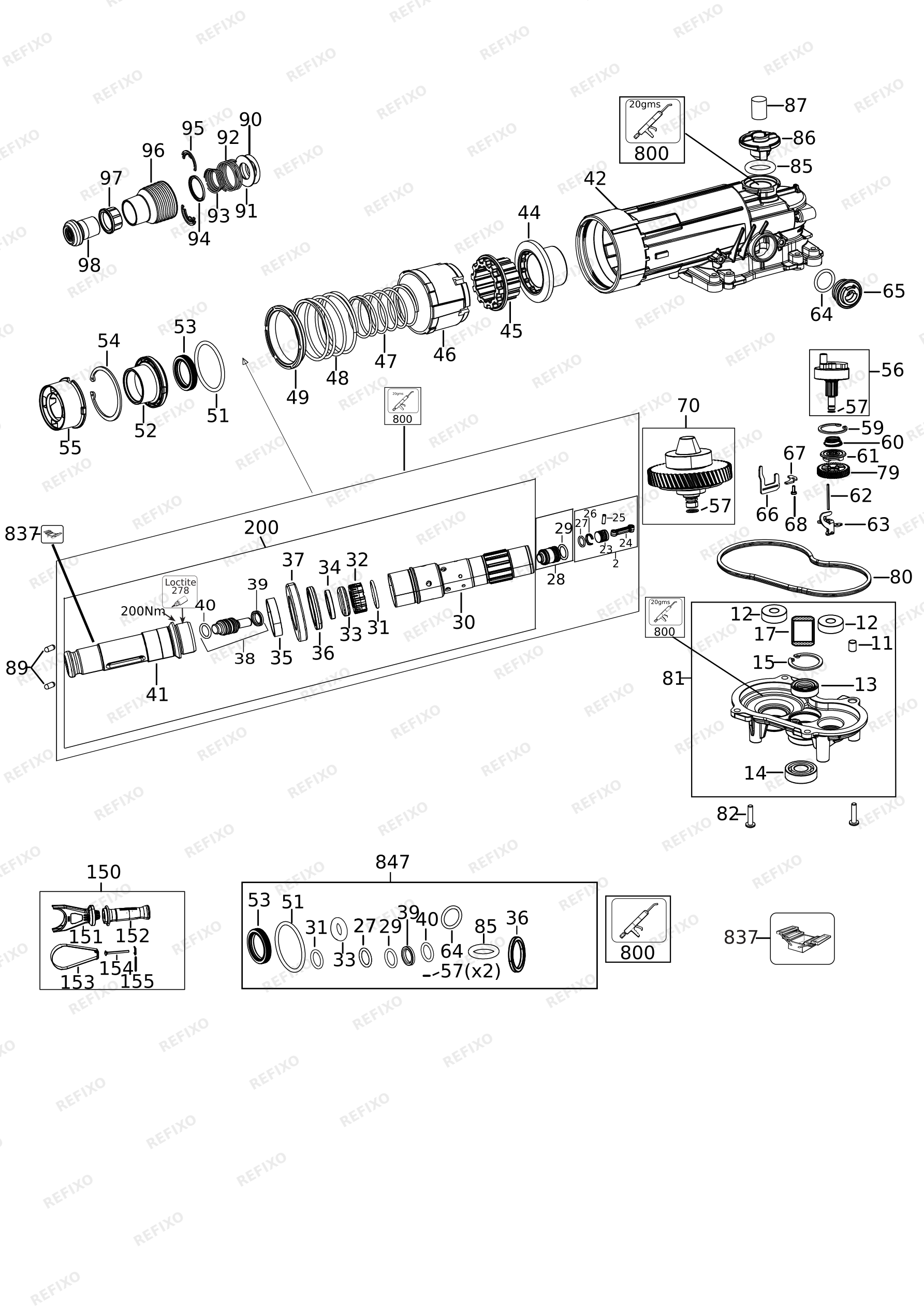 DeWalt КОМБИНИРОВАННЫЙ ПЕРФОРАТОР DCH481X2 — схема запчастей