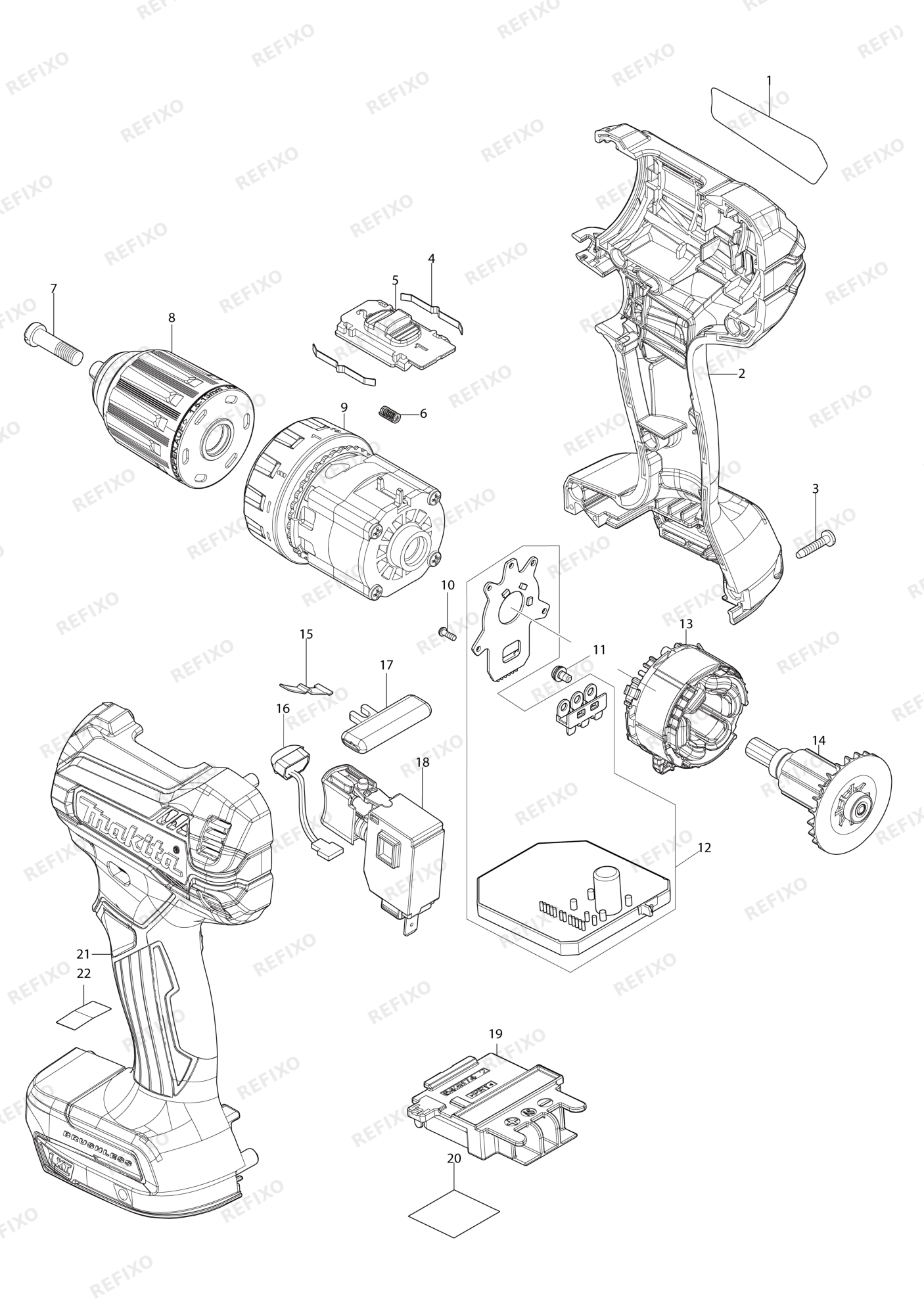 MAKITA DDF485 — схема запчастей