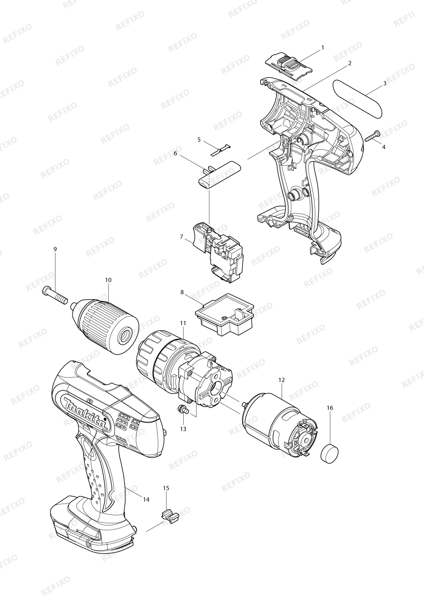 MAKITA BHP453 — схема запчастей