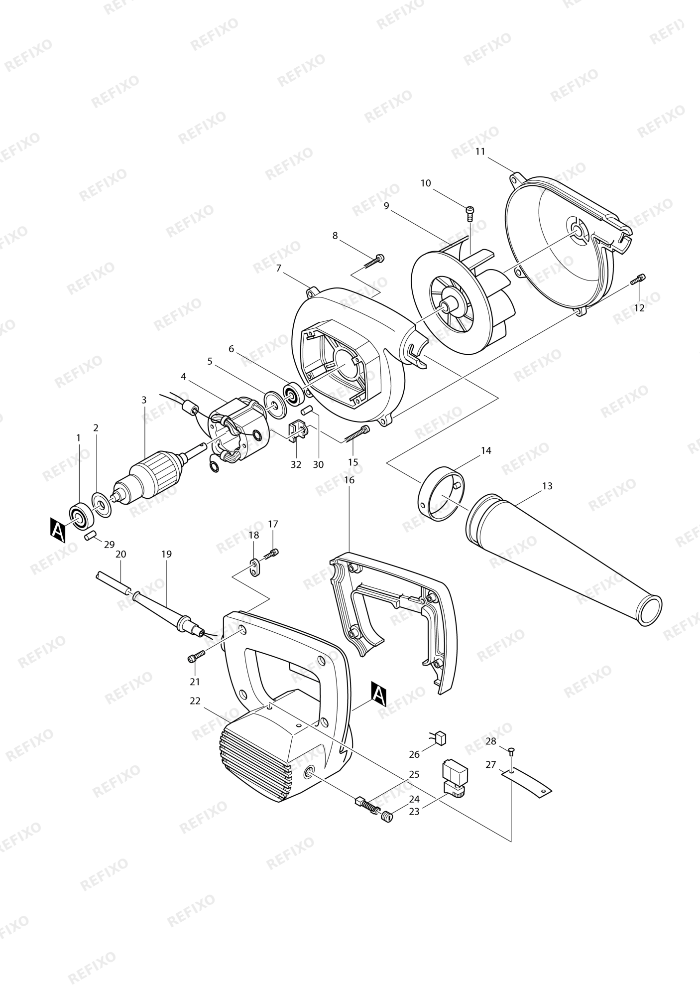 MAKITA 4014NV — схема запчастей