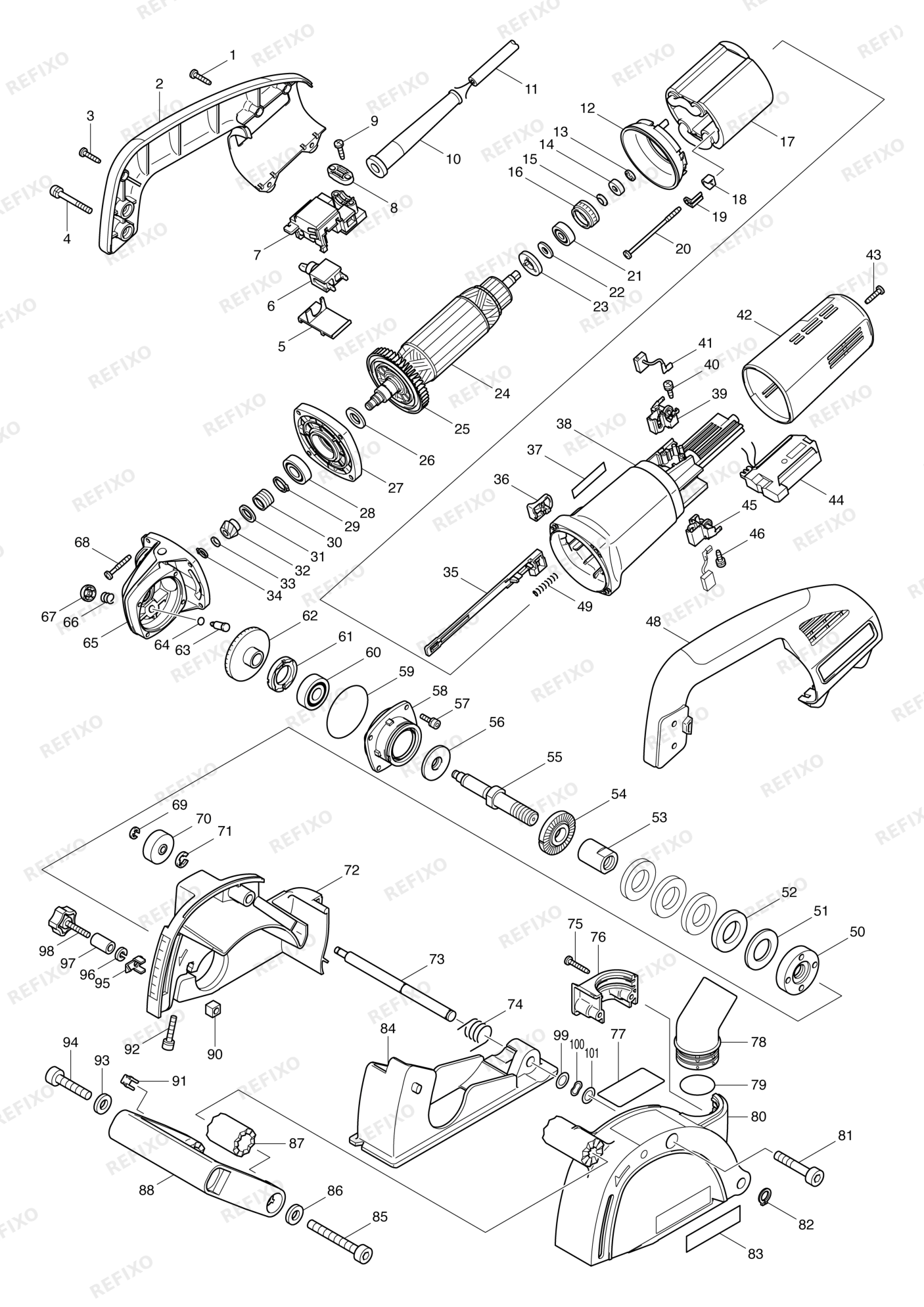 MAKITA SG1250 — схема запчастей