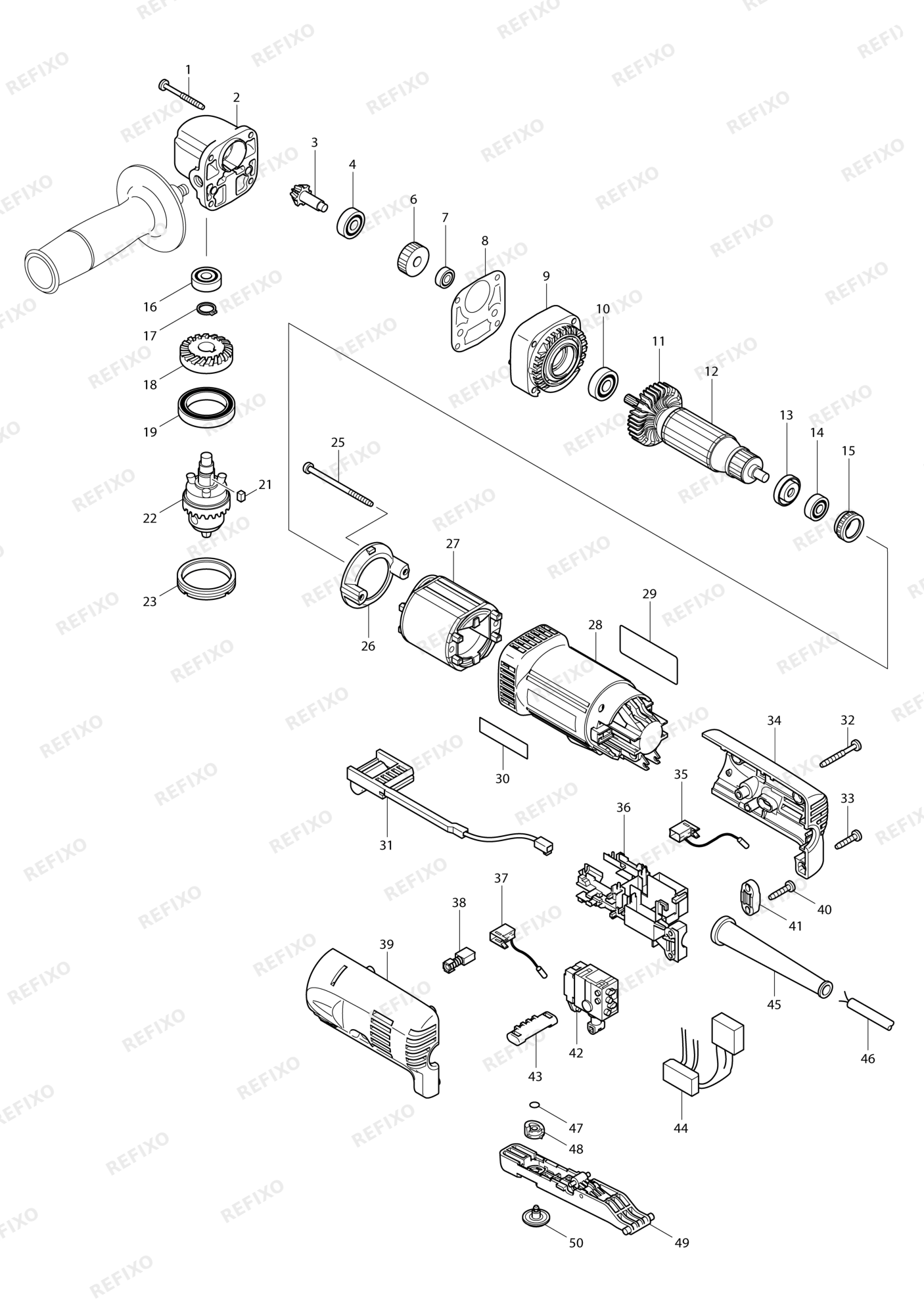 MAKITA DA3010F — схема запчастей