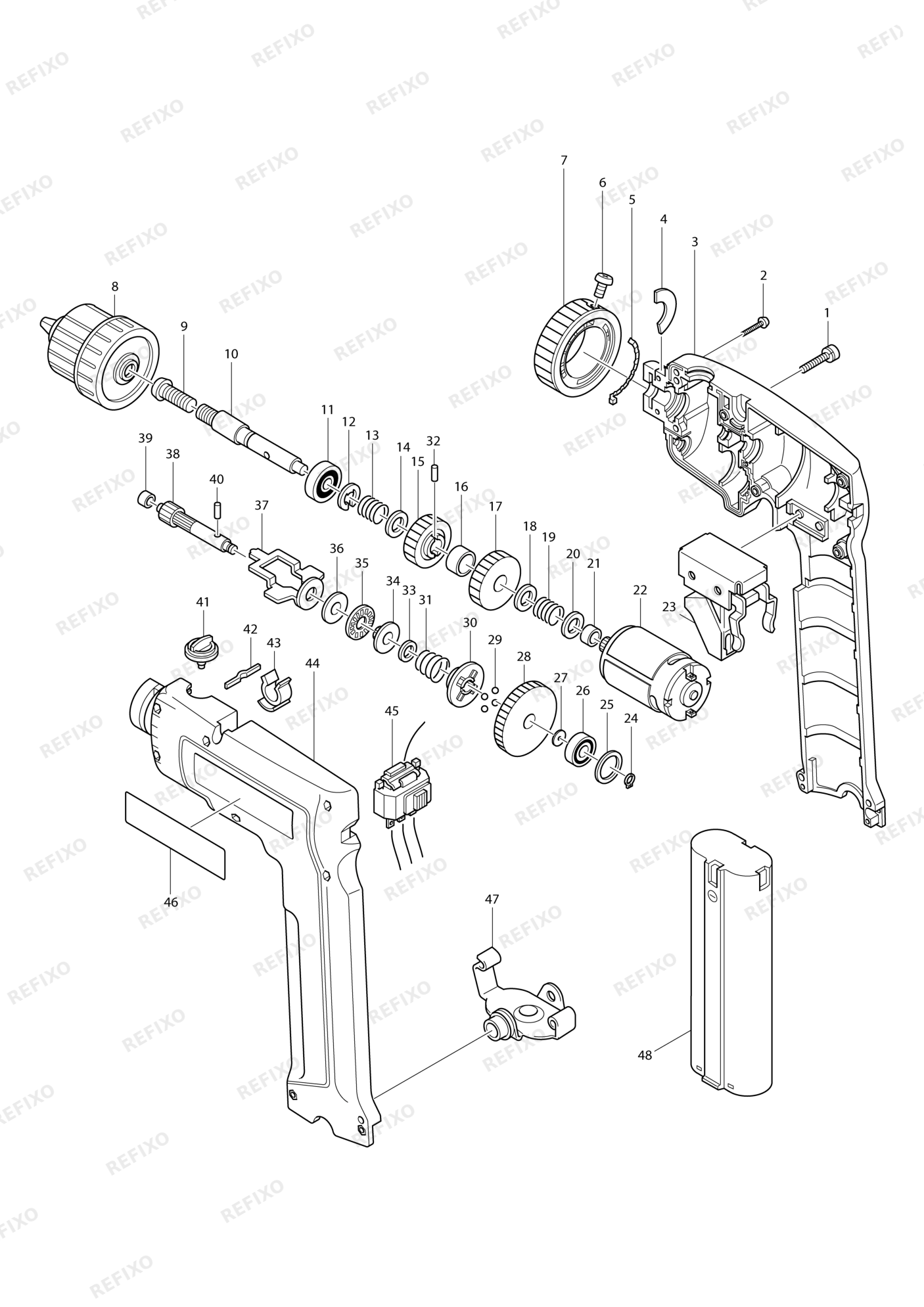 MAKITA 6095D — схема запчастей