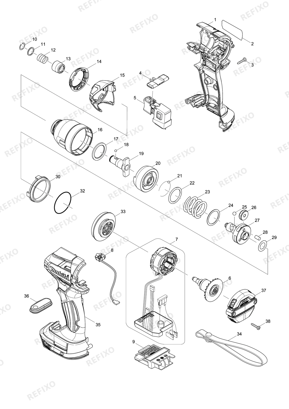 MAKITA DTD137 — схема запчастей