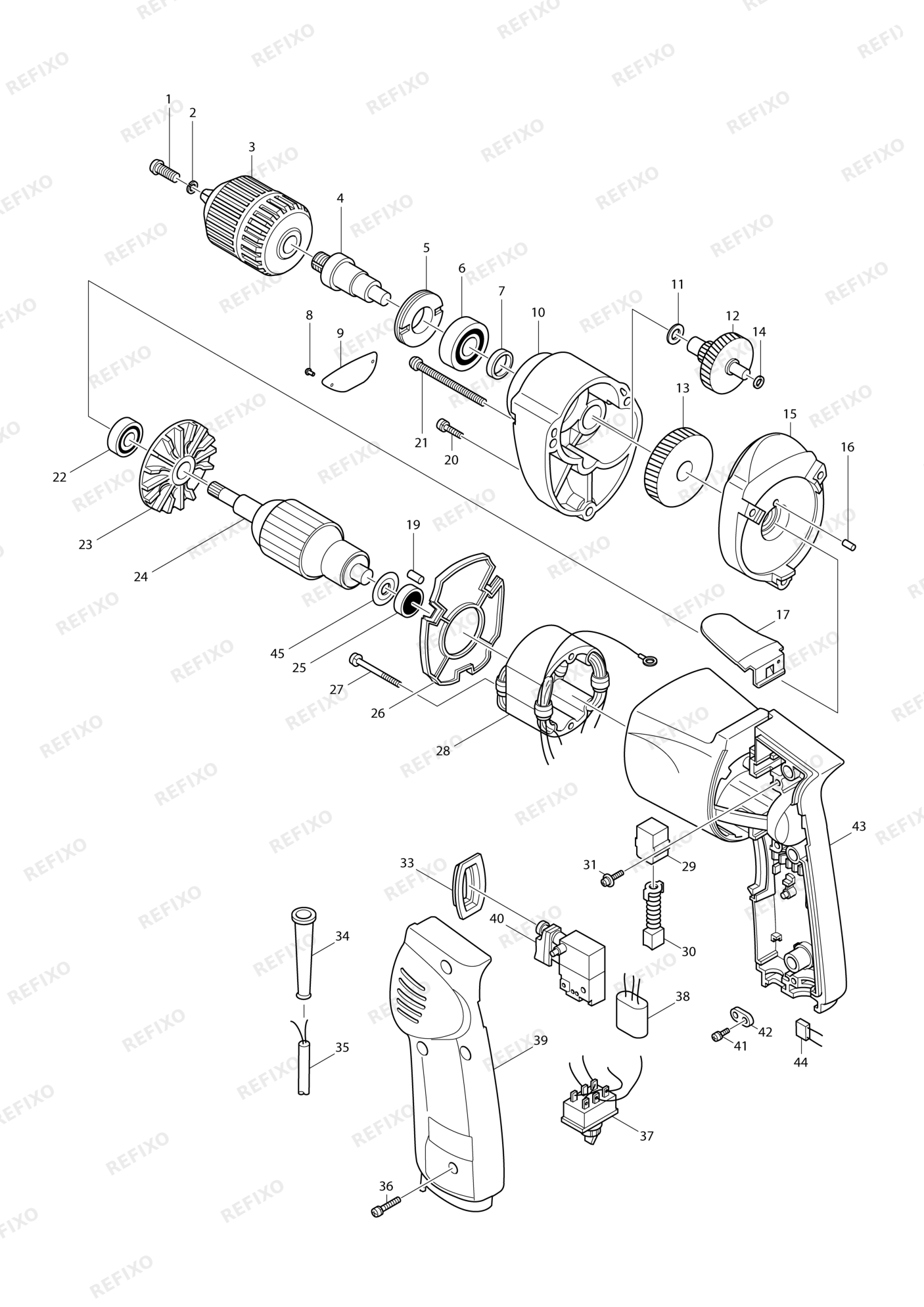 MAKITA 6510LVR — схема запчастей