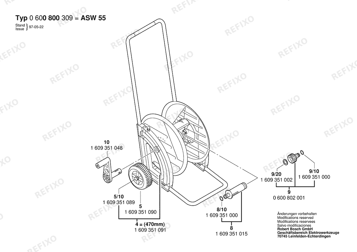 Bosch Schlauchwagen ASW 55 (0 600 800 309) — схема запчастей