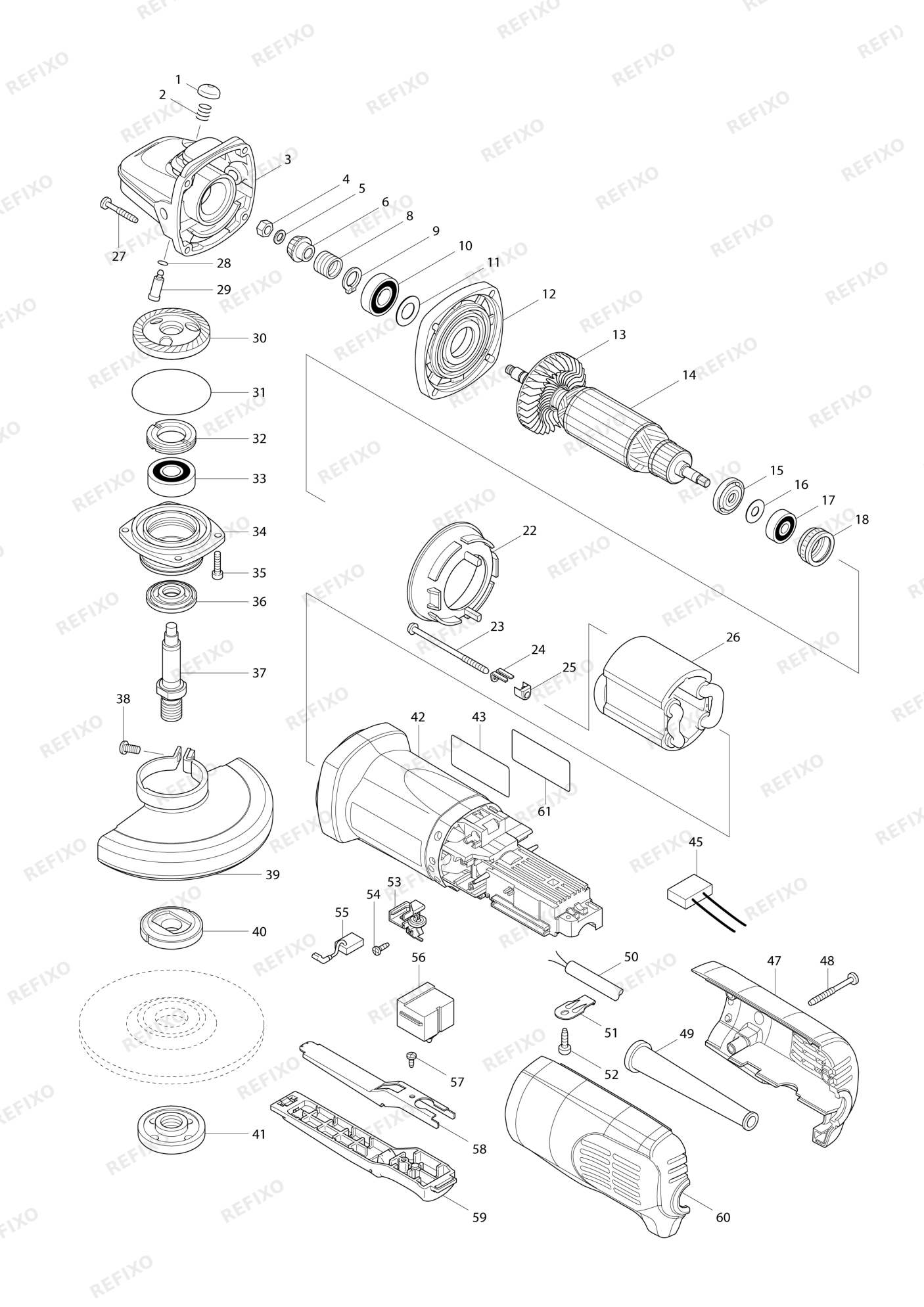 MAKITA 9565P — схема запчастей