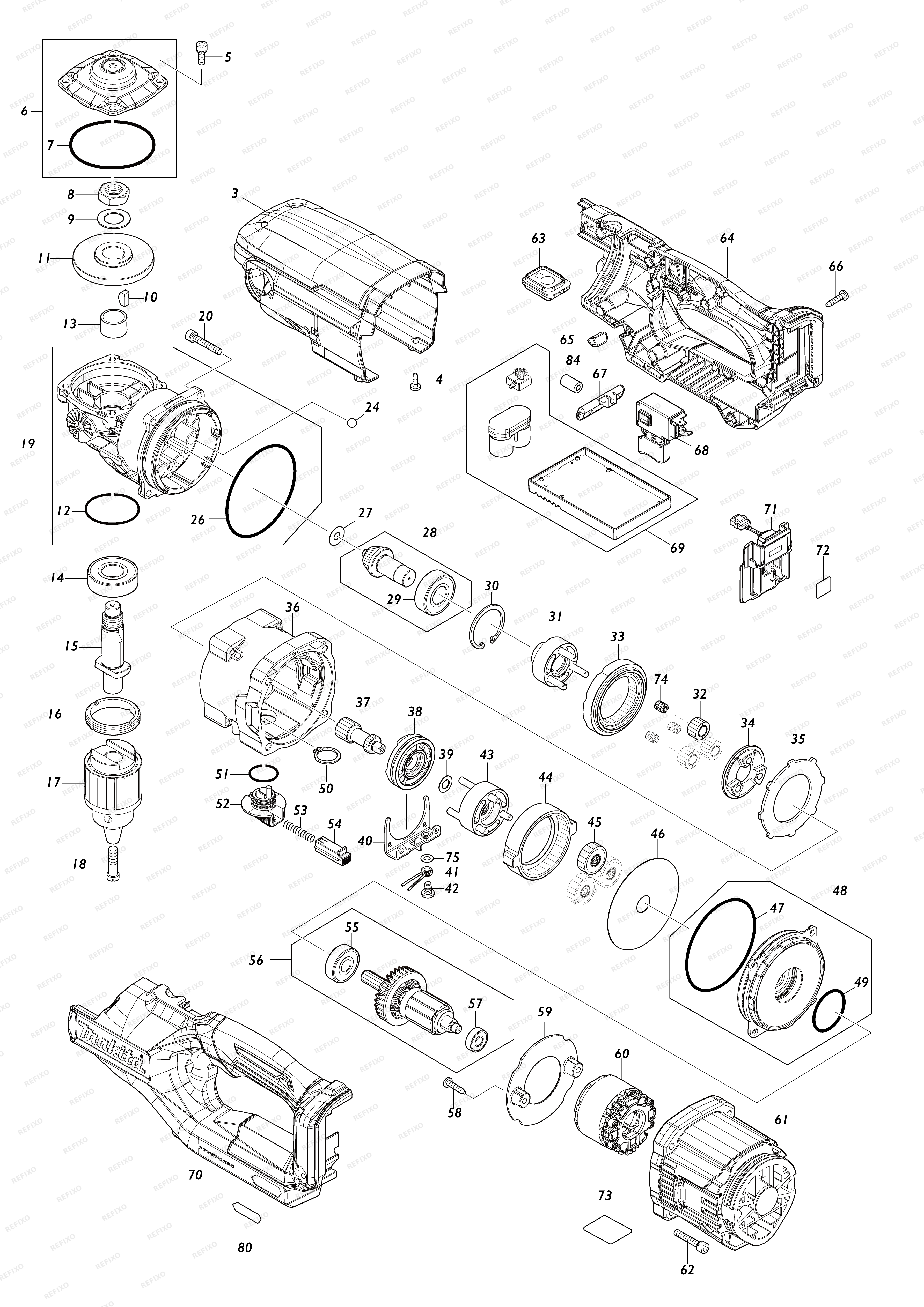 MAKITA DG001G — схема запчастей