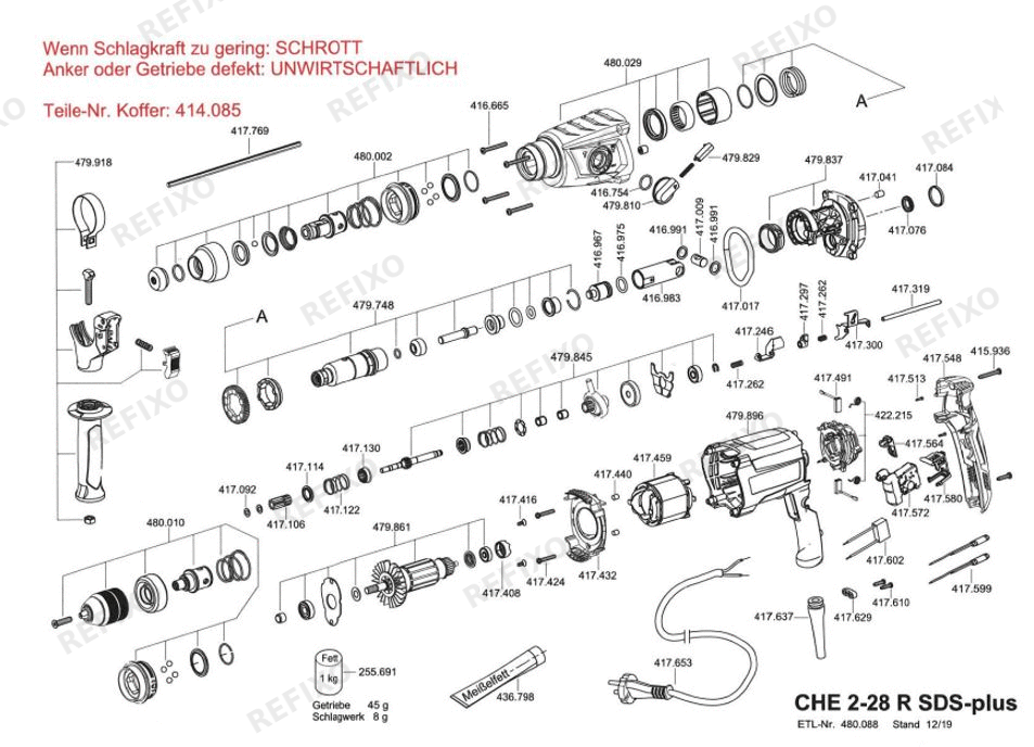 Flex CHE 2-28 R SDS-plus 230BS — схема запчастей