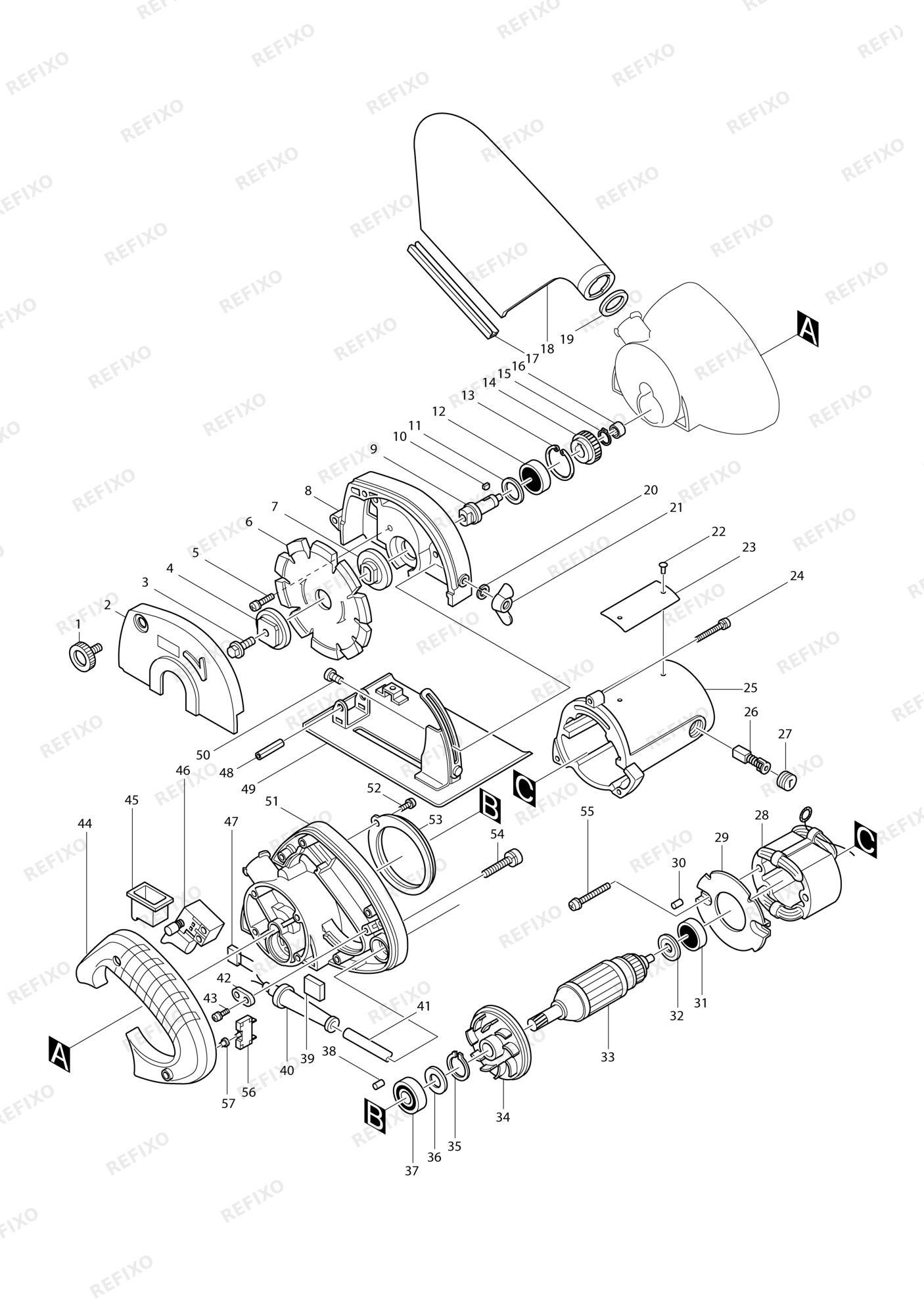 MAKITA 4105KB — схема запчастей