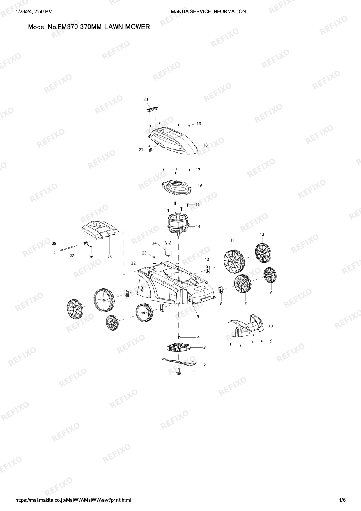 MAKITA EM370 — схема запчастей