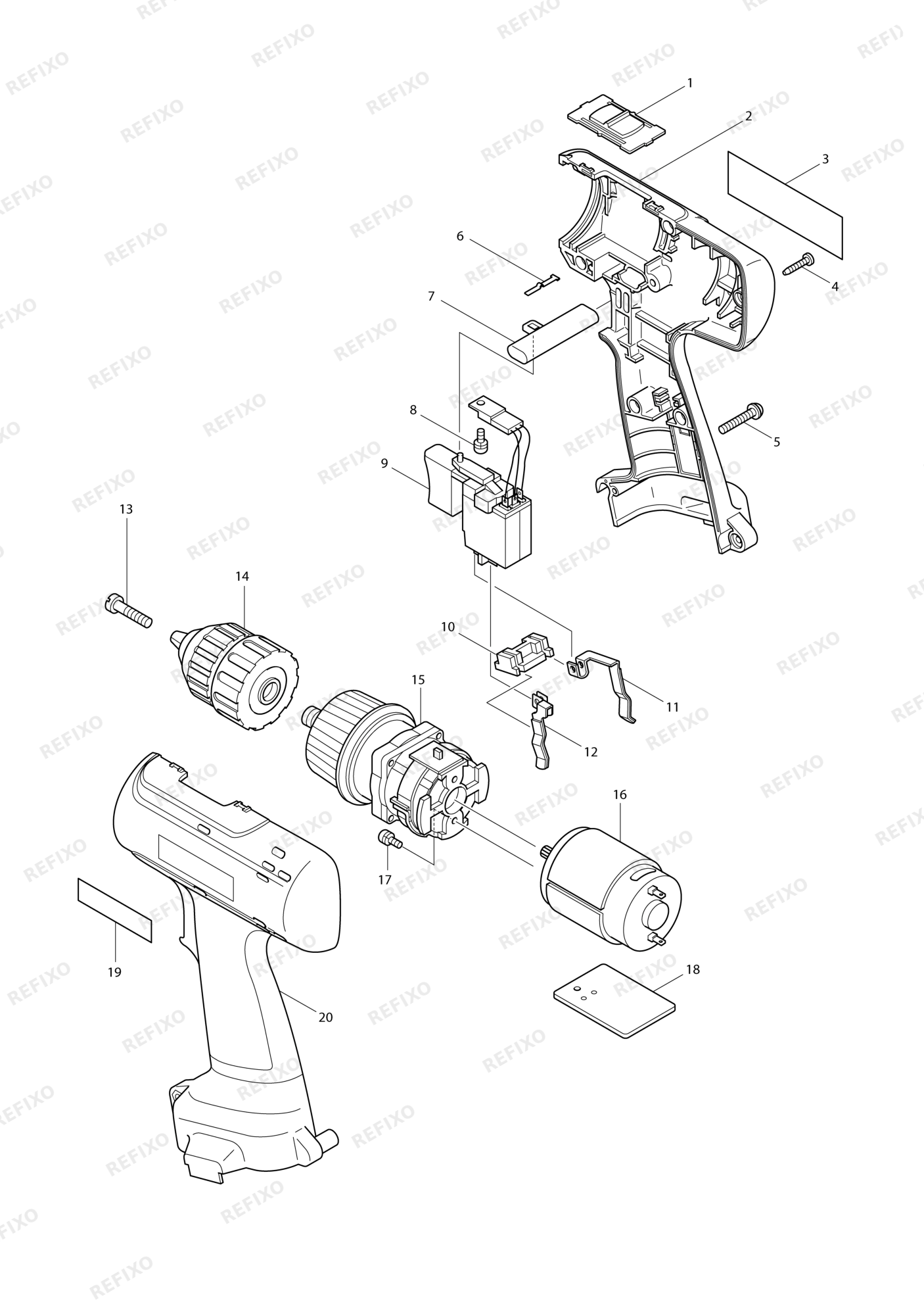MAKITA 6226D — схема запчастей