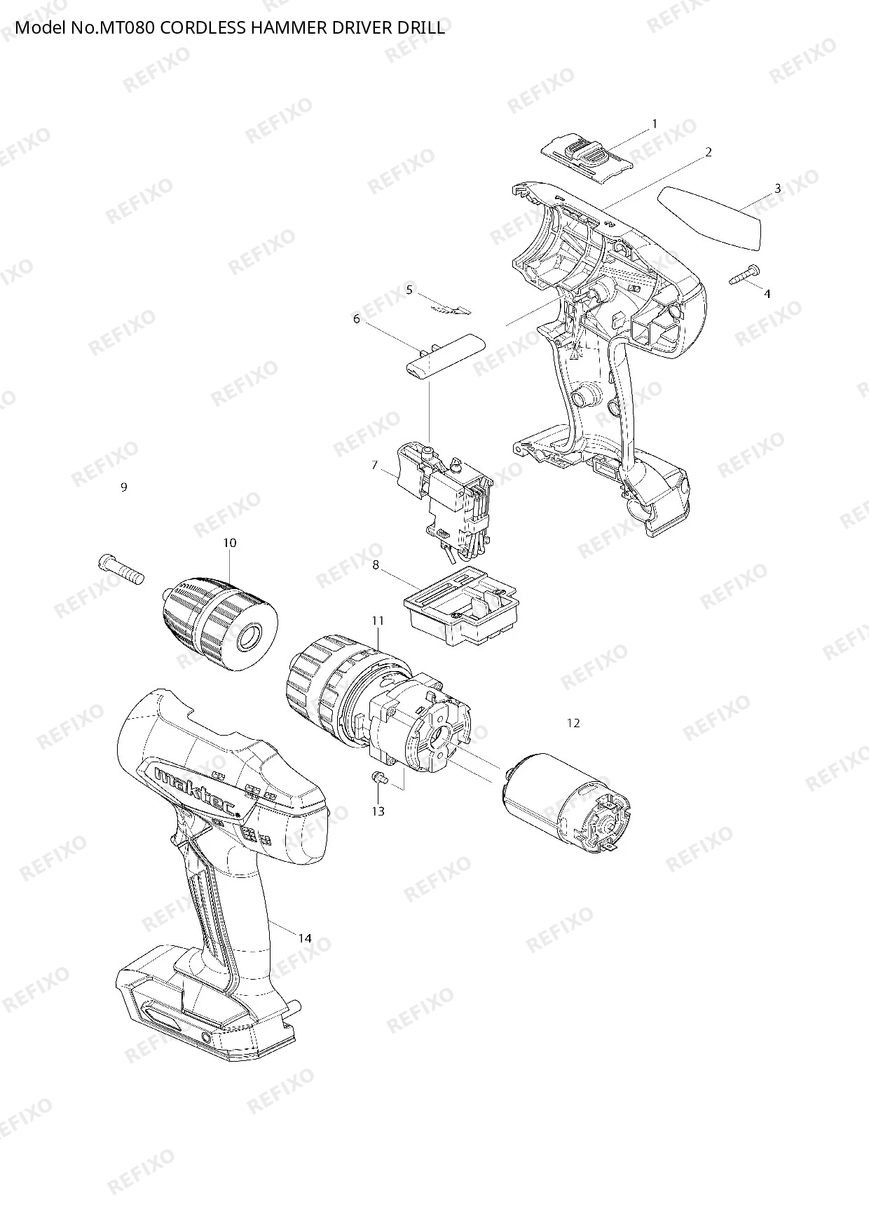 MAKITA MT080 — схема запчастей