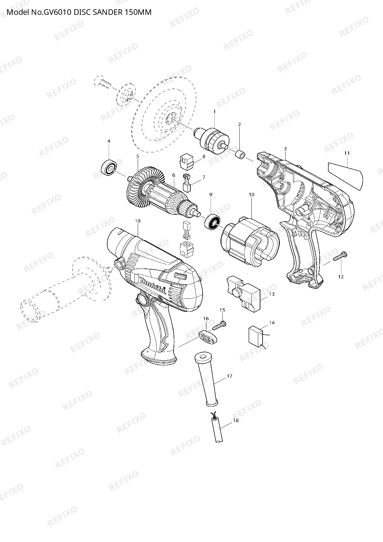 MAKITA GV6010 — схема запчастей