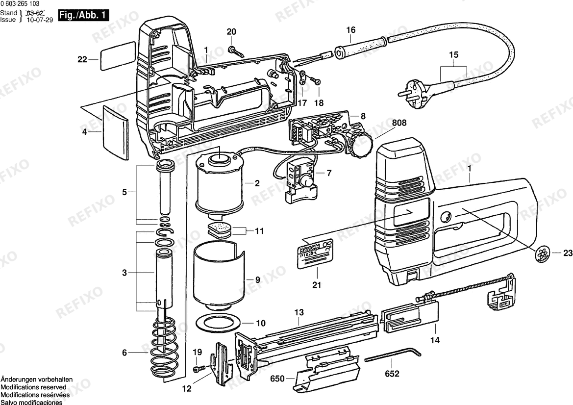 Bosch Tacker PTK 28-E | 240 V | 036 - GB (0 603 265 142) — схема запчастей