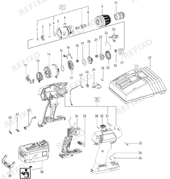 Festool T 153 Li 4,2 набор - аккумуляторный шуруповёрт 564488 — схема запчастей