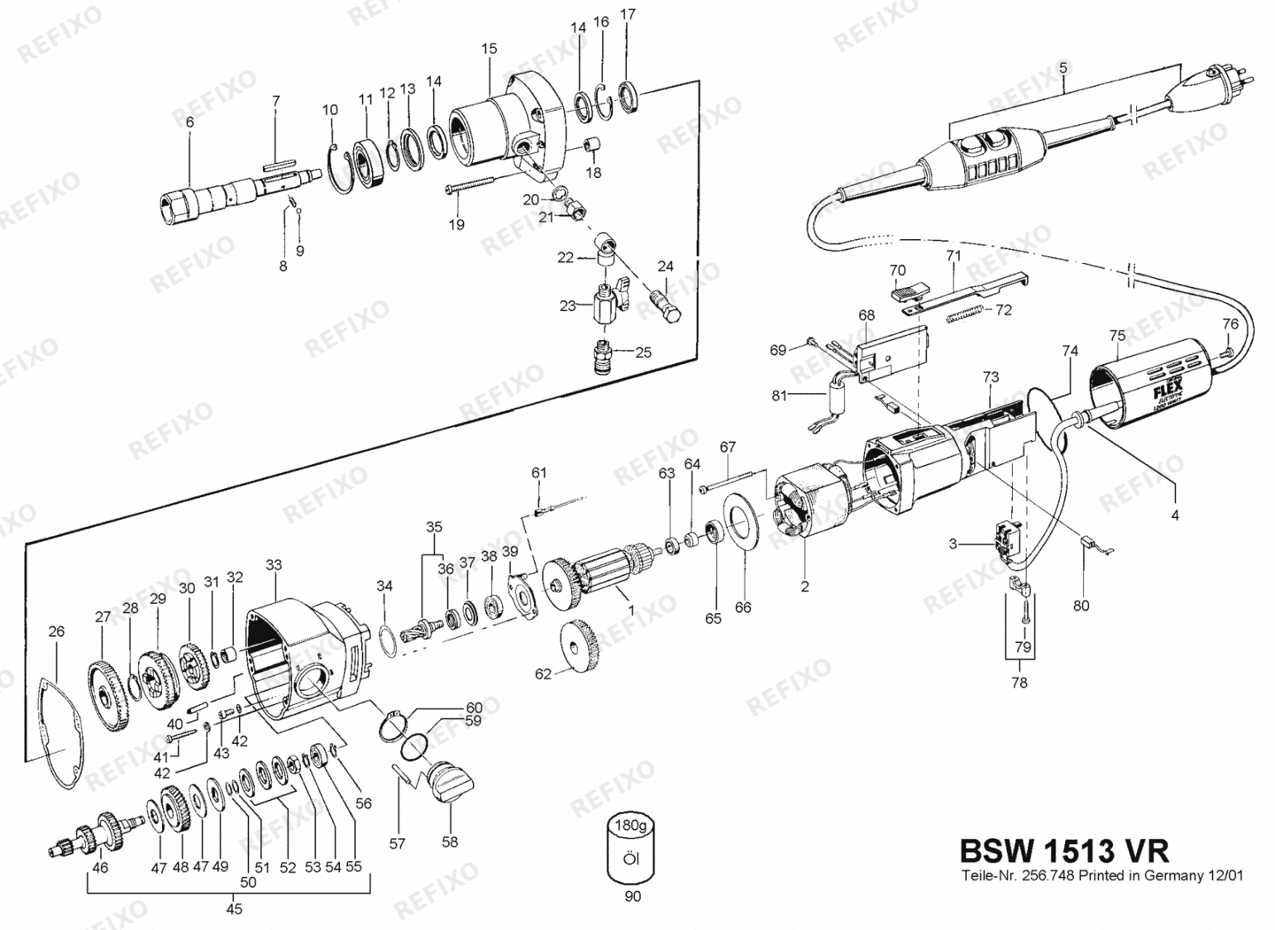 Flex BSW 1513 VR 230CEE 256666 — схема запчастей