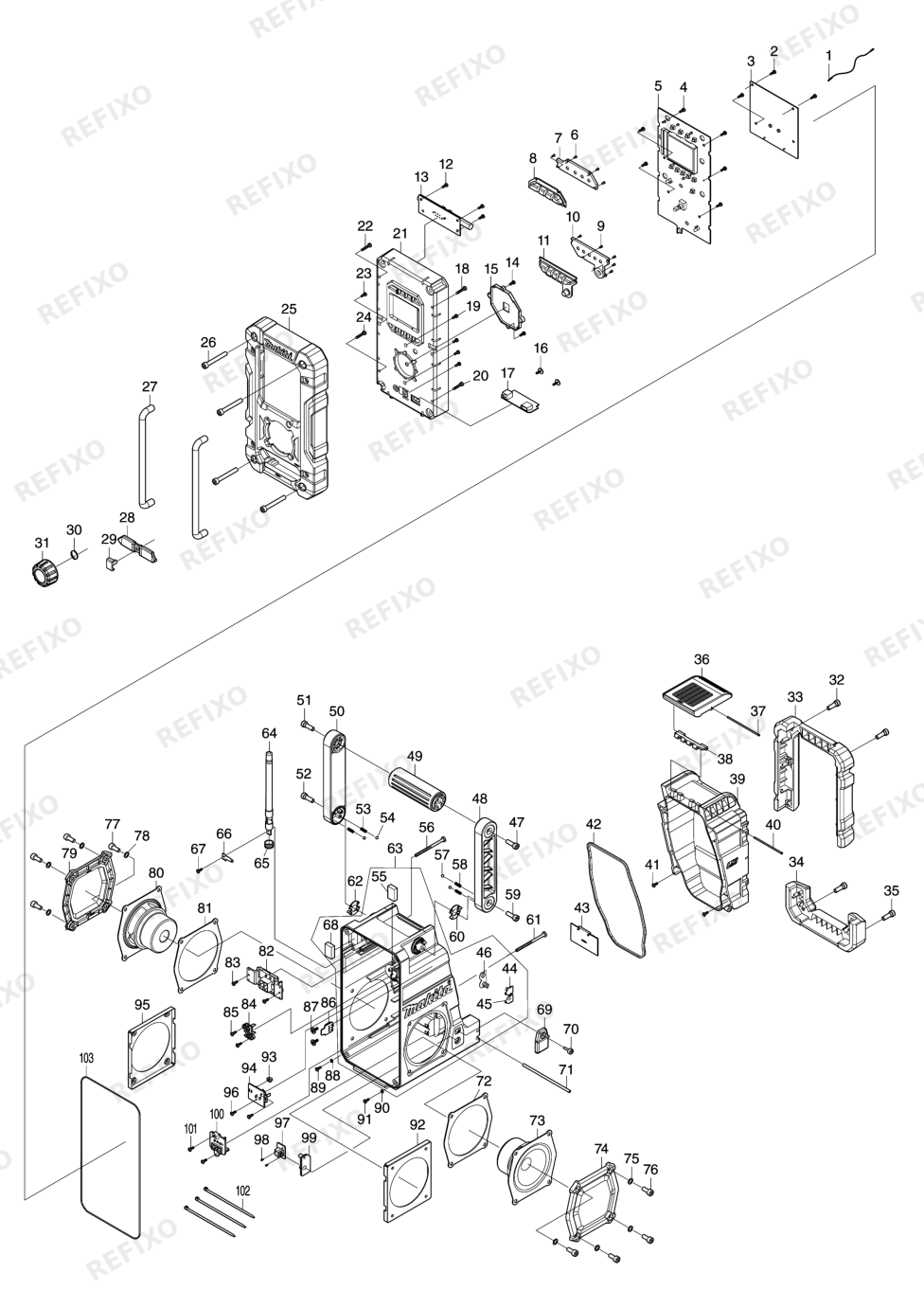 MAKITA DMR108 — схема запчастей