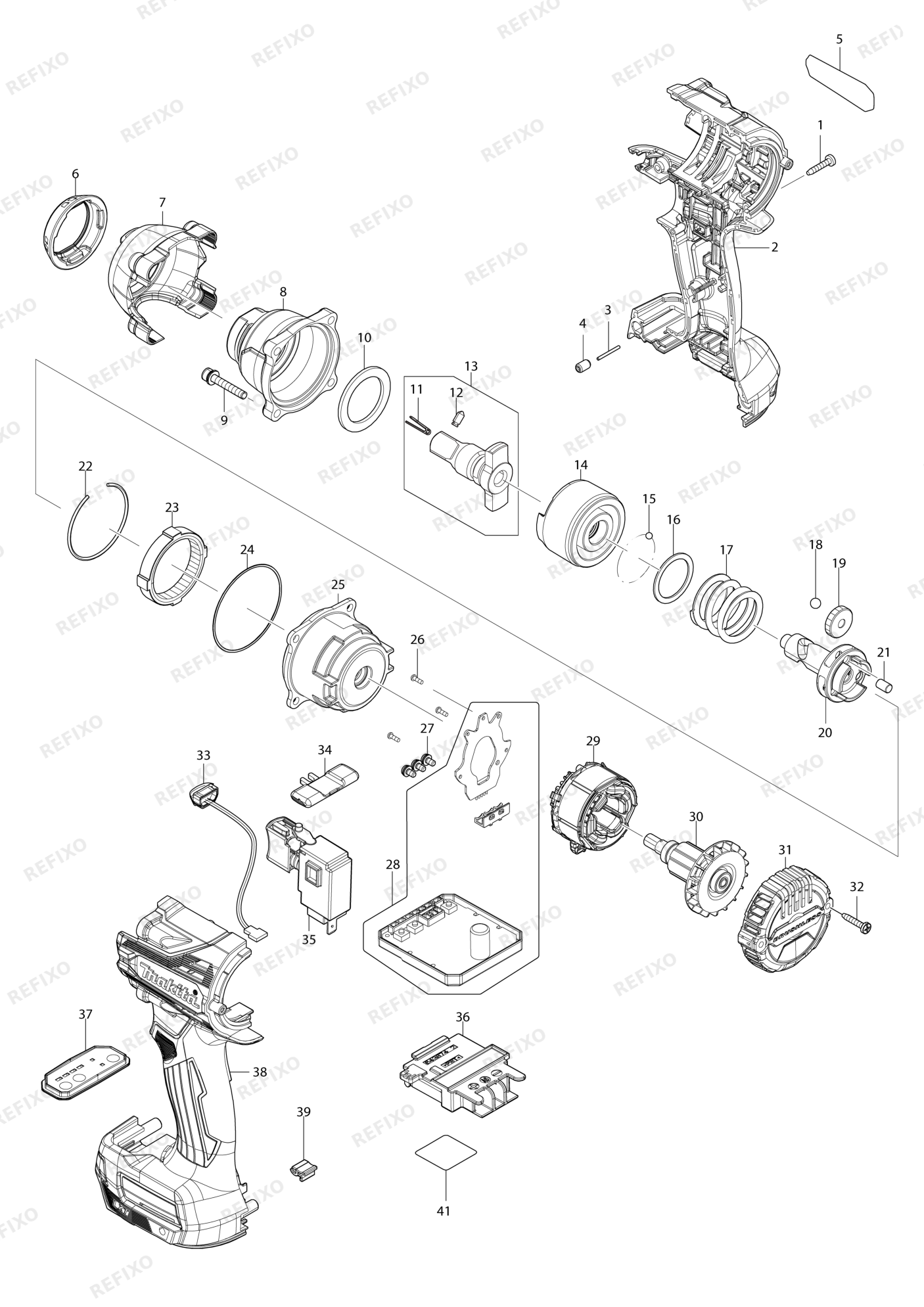 MAKITA DTW301 — схема запчастей
