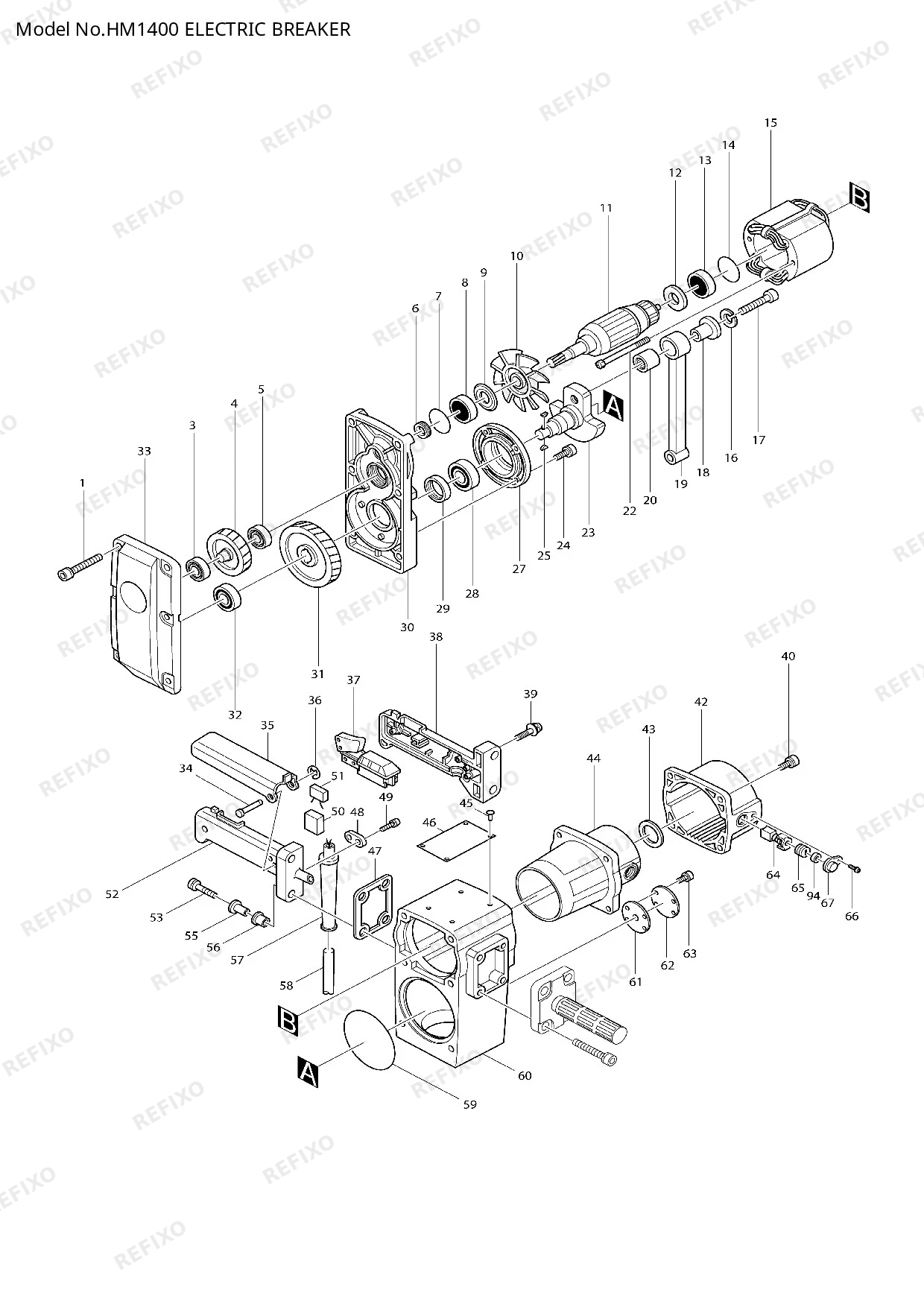 MAKITA HM1400 — схема запчастей
