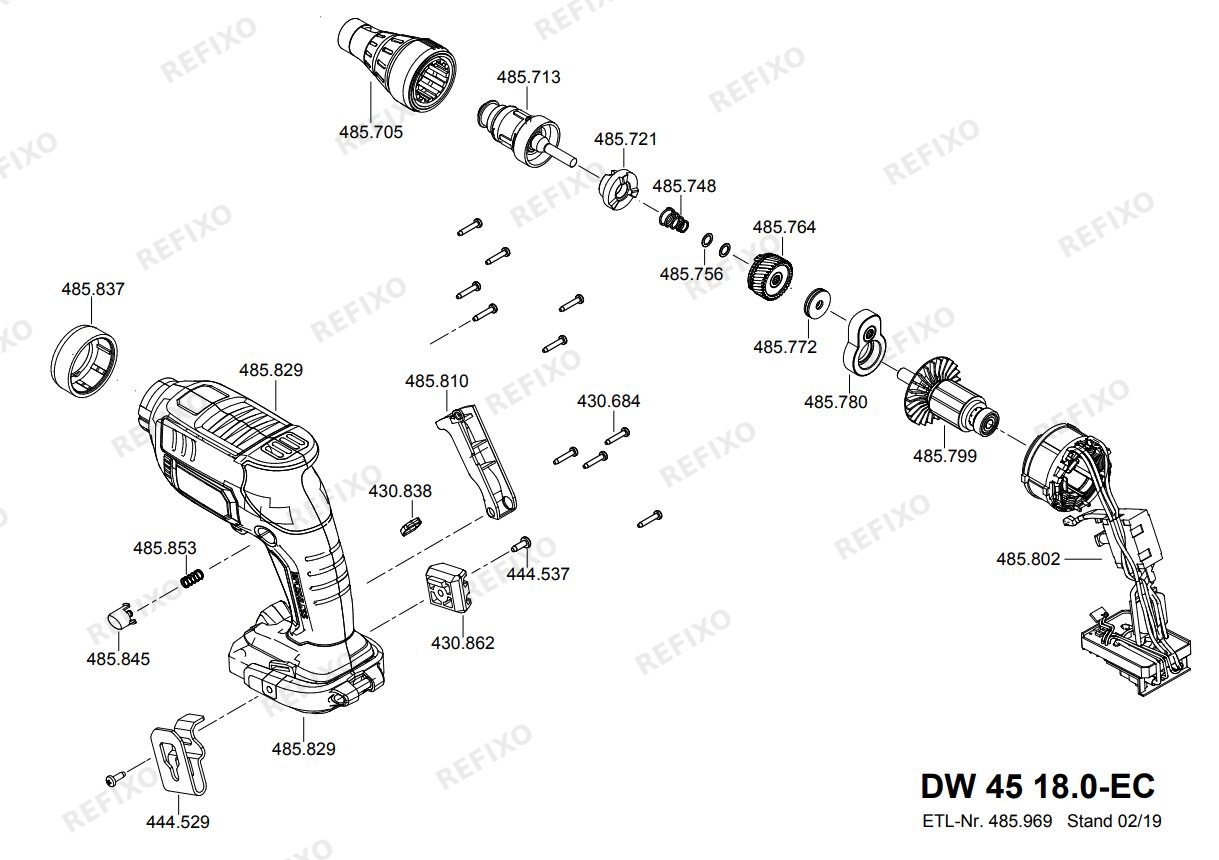 Flex DW 45 18.0-EC C — схема запчастей